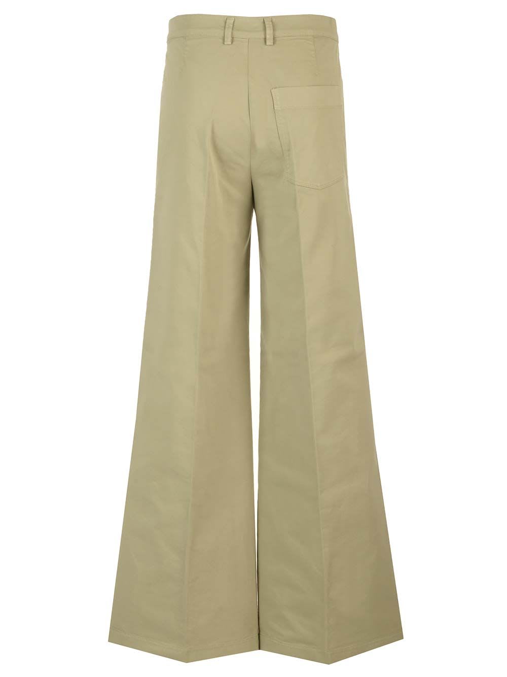 Shop Forte Forte Cotton Twill Flared Trousers In Green