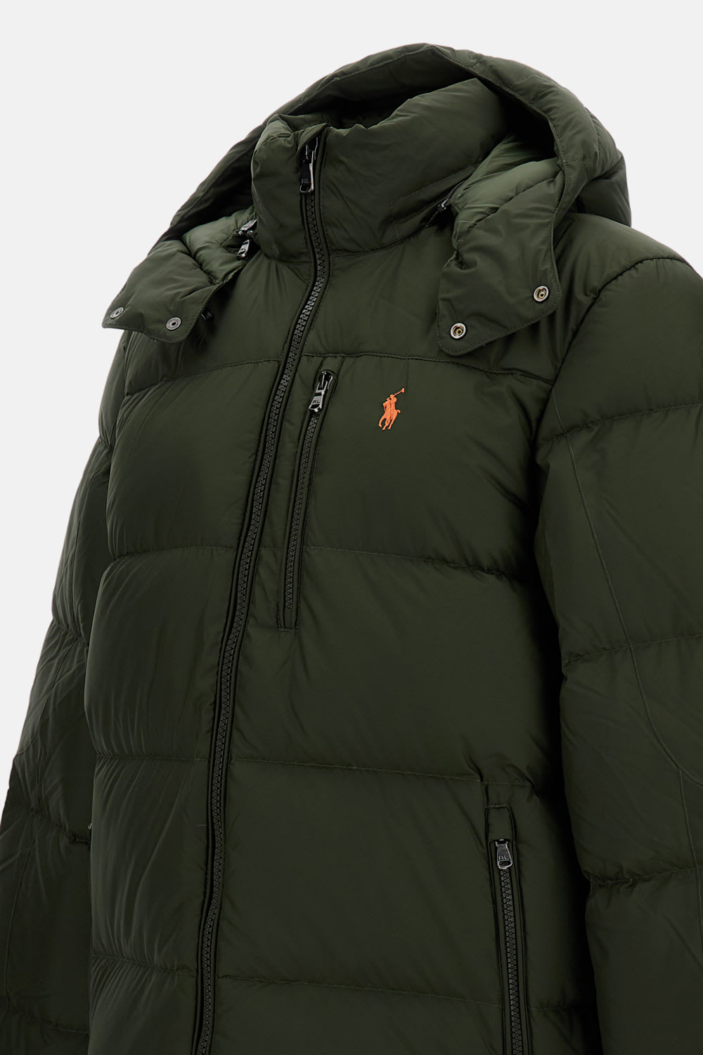 Polo Ralph Lauren Logo Embroidered Hooded Down Jacket In Green