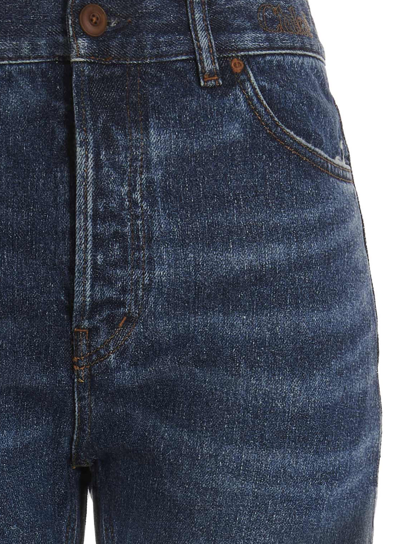 CHLOÉ EMBROIDERED LOGO JEANS