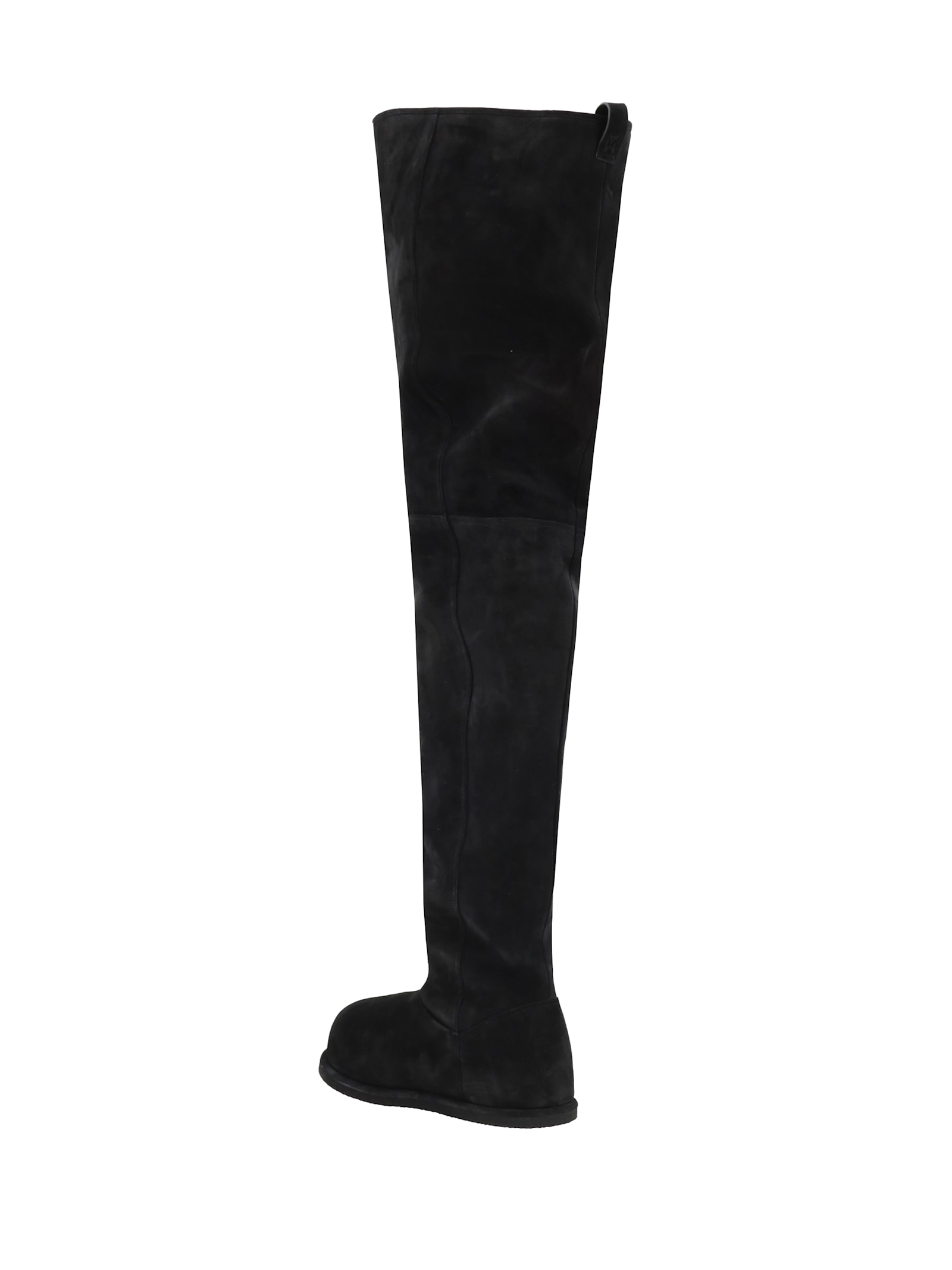 Amina Muaddi Black Suede Heidi Over The Knee Boots In White