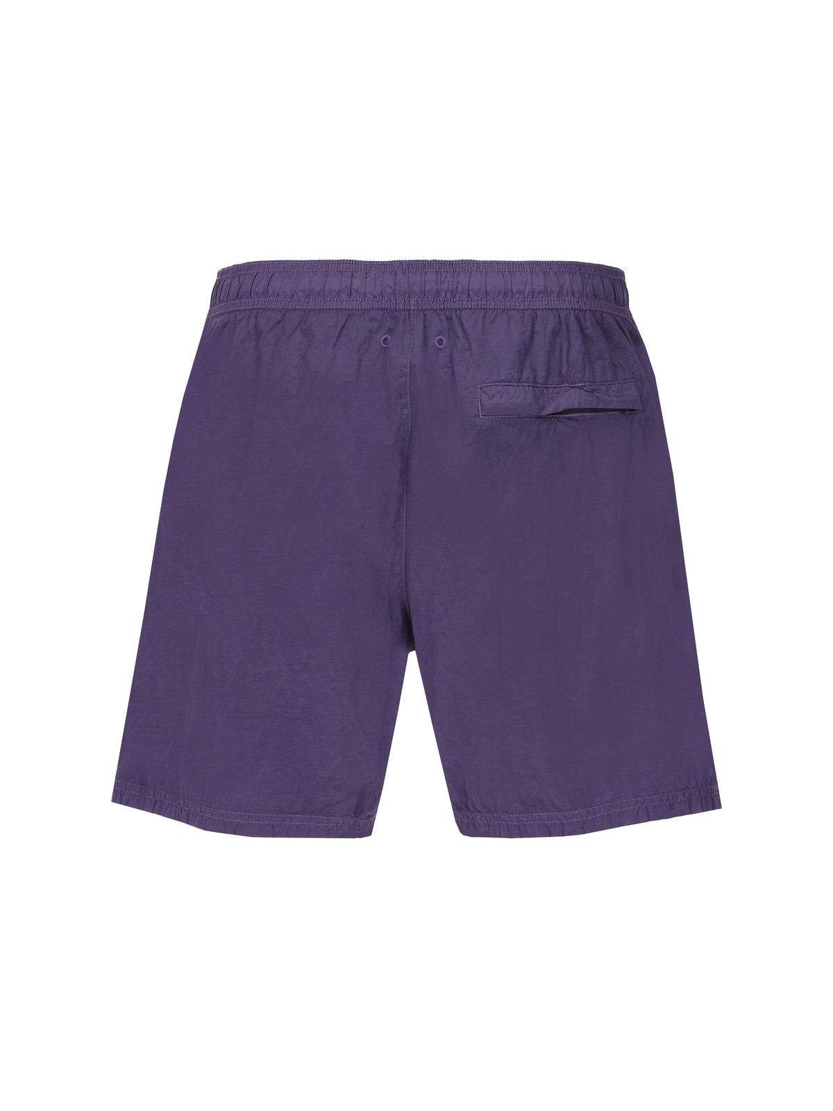 Shop Stone Island Logo-patch Swim Shorts In Lavender