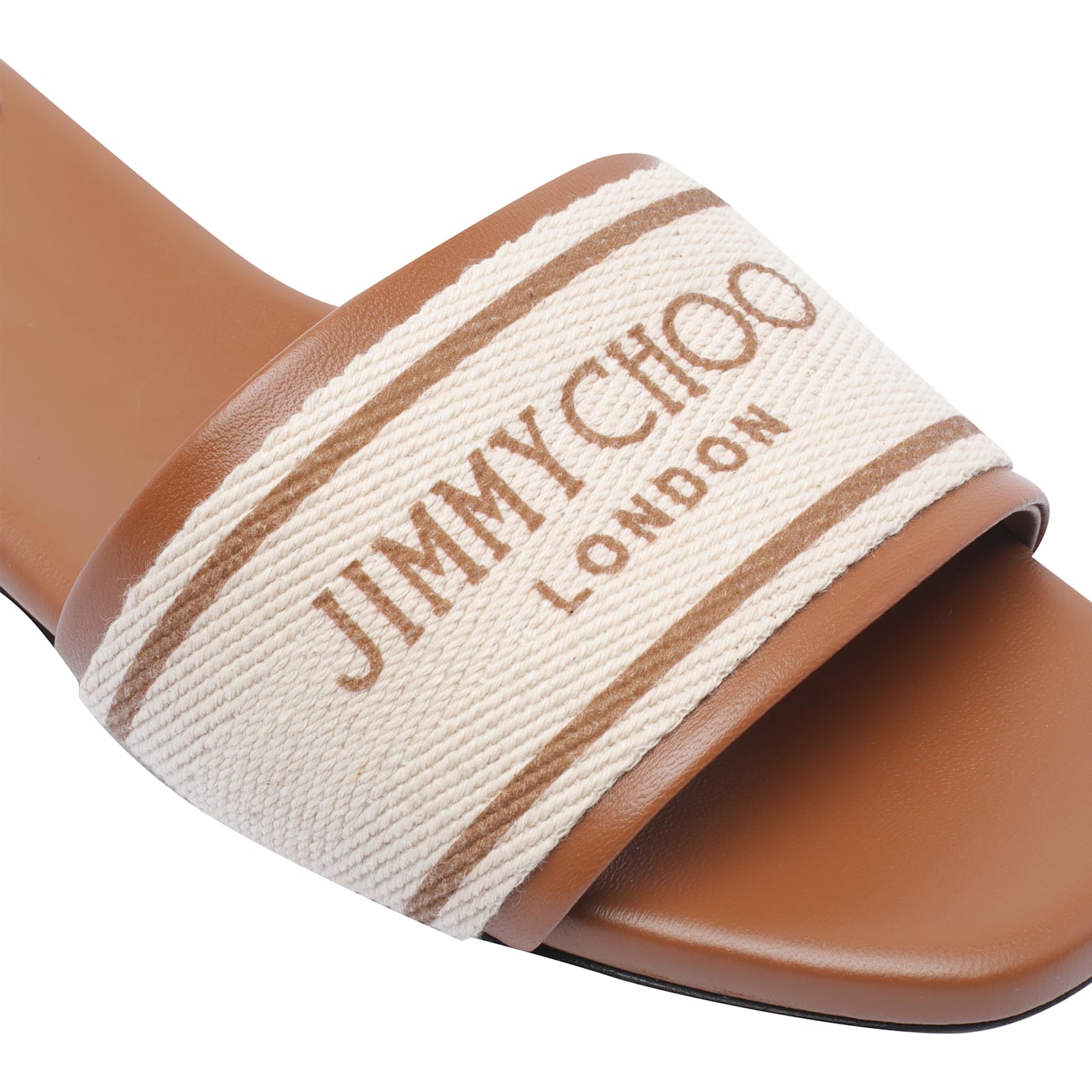 Jimmy Choo Joa Logo Canvas And Leather Sliders In White