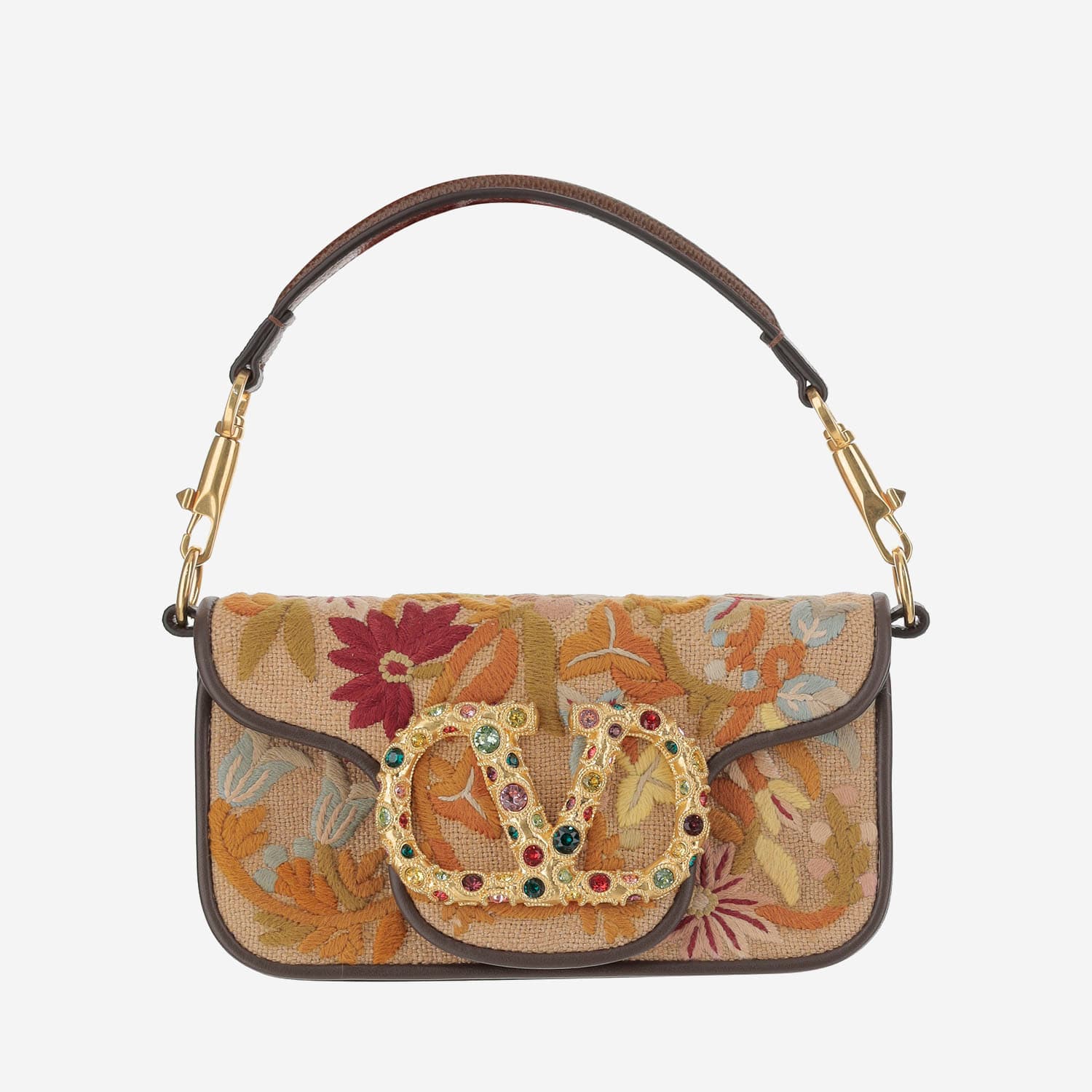 Locò Embroidered Small Shoulder Bag With Jewel Logo