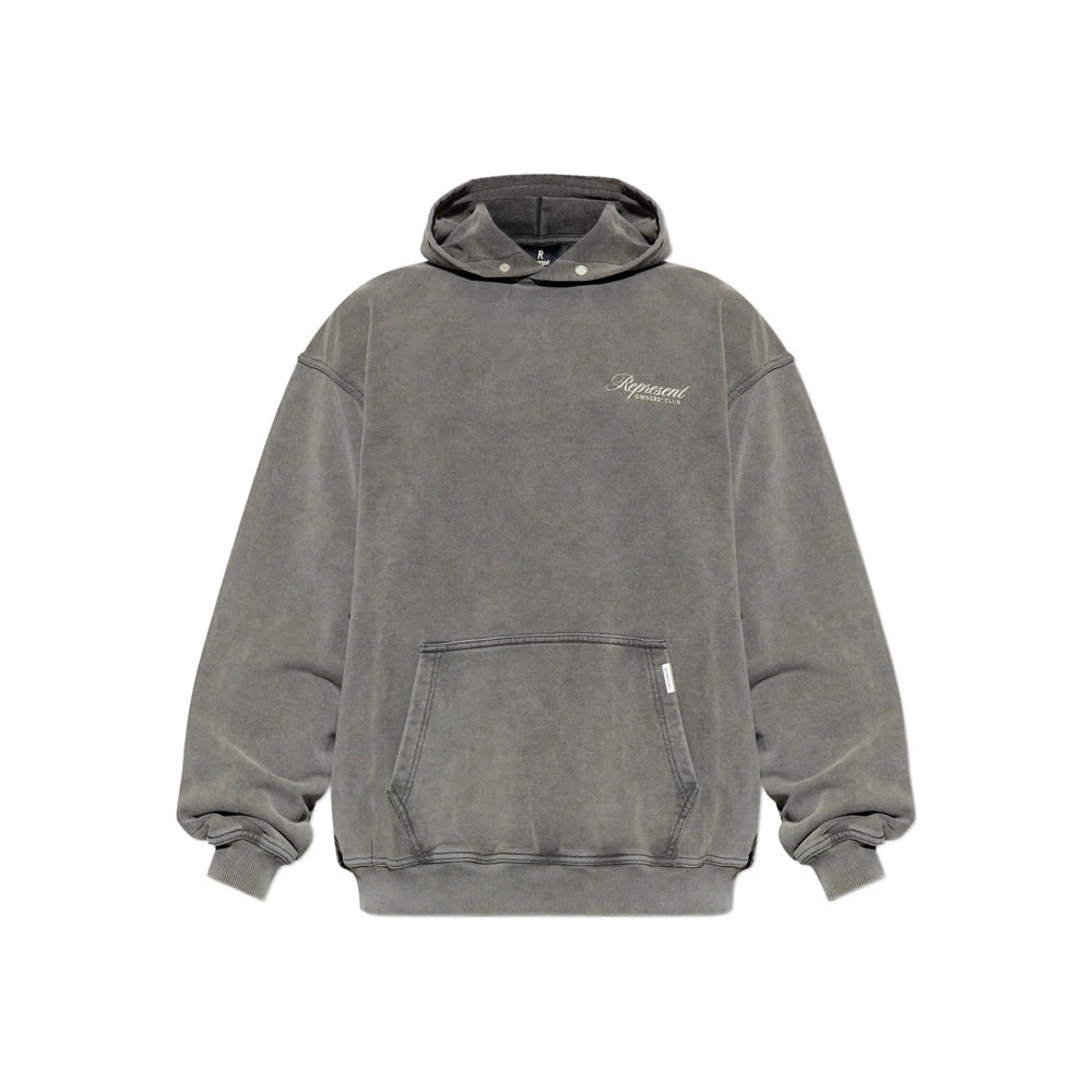 Represent Grey Sweatshirt With Logo Print On Front And Back And Faded Effect In Cotton Man In Gray