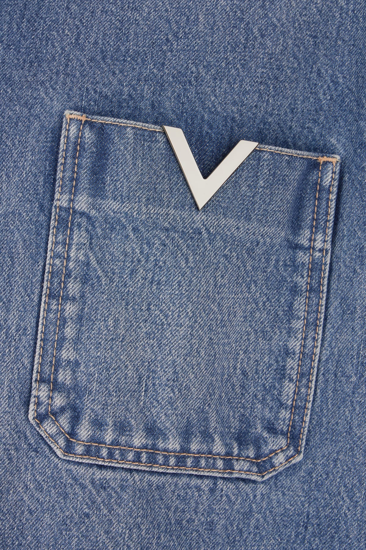 Shop Valentino Denim Shirt In Medium Blu Denim