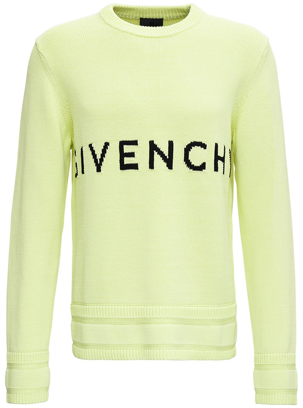 Givenchy Lime Green Cotton Sweater With Logo