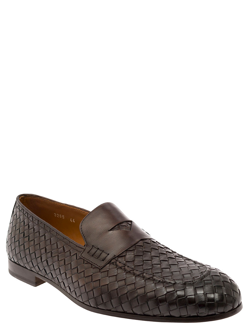 Shop Doucal's Brown Pull On Loafers In Woven Leather Man