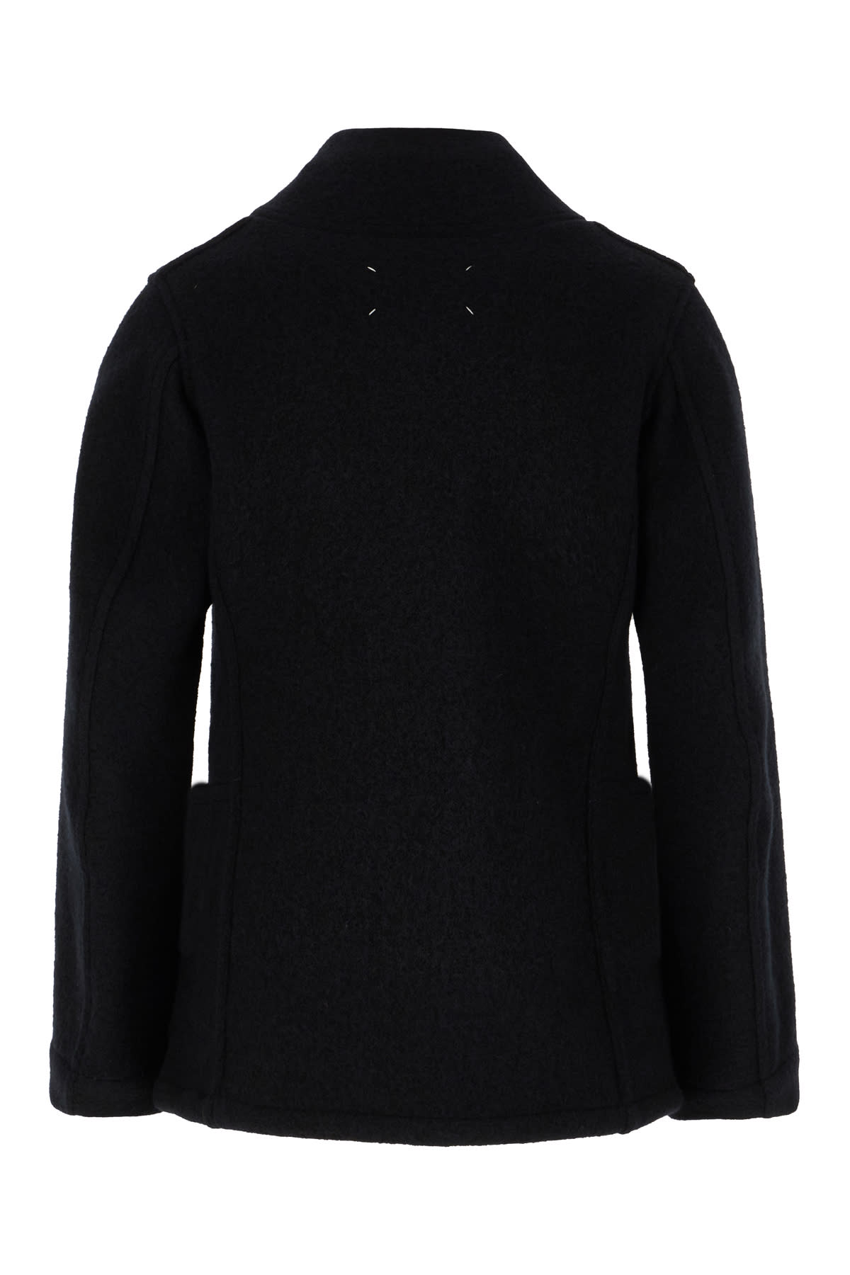 Shop Maison Margiela Black Wool Coat In 900