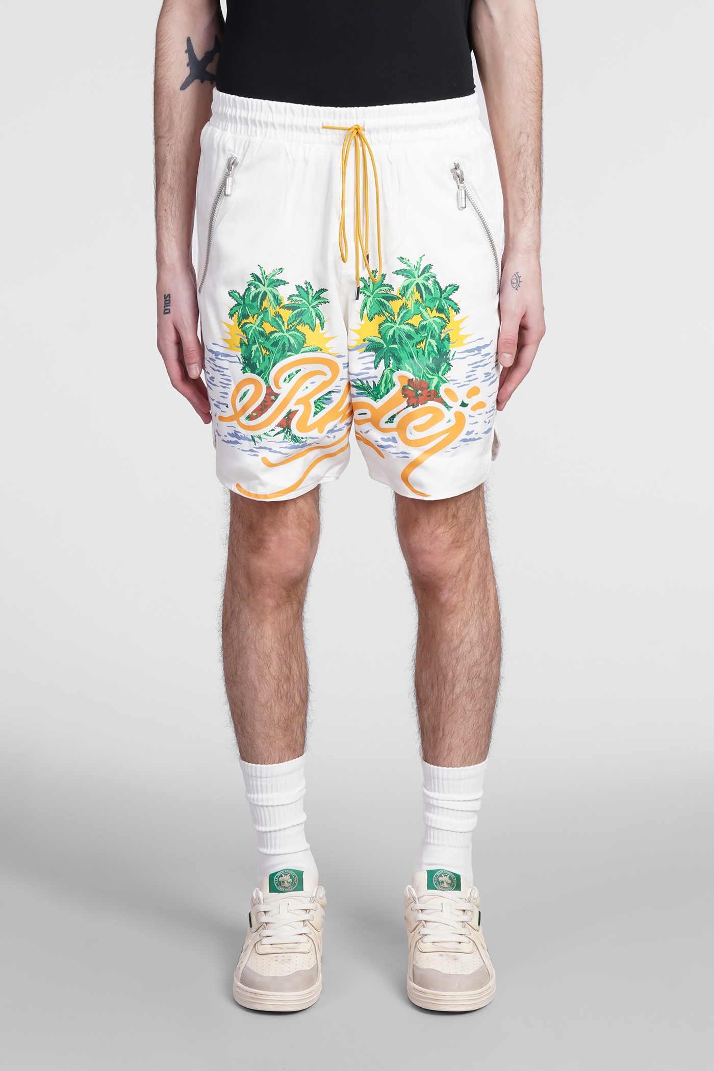 RHUDE SHORTS IN WHITE COTTON