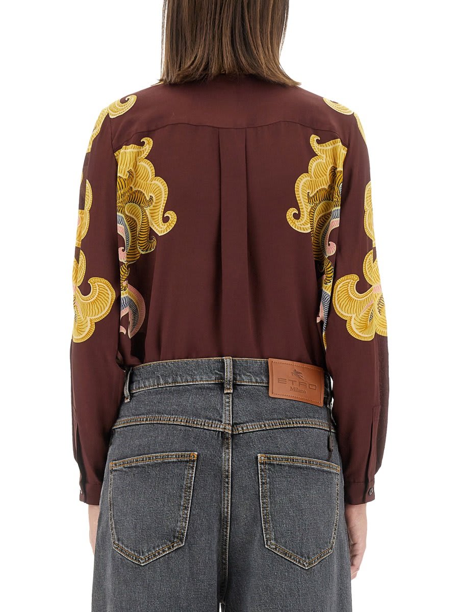 Shop Etro Paisley Printed Crepe Shirt In Burgundy