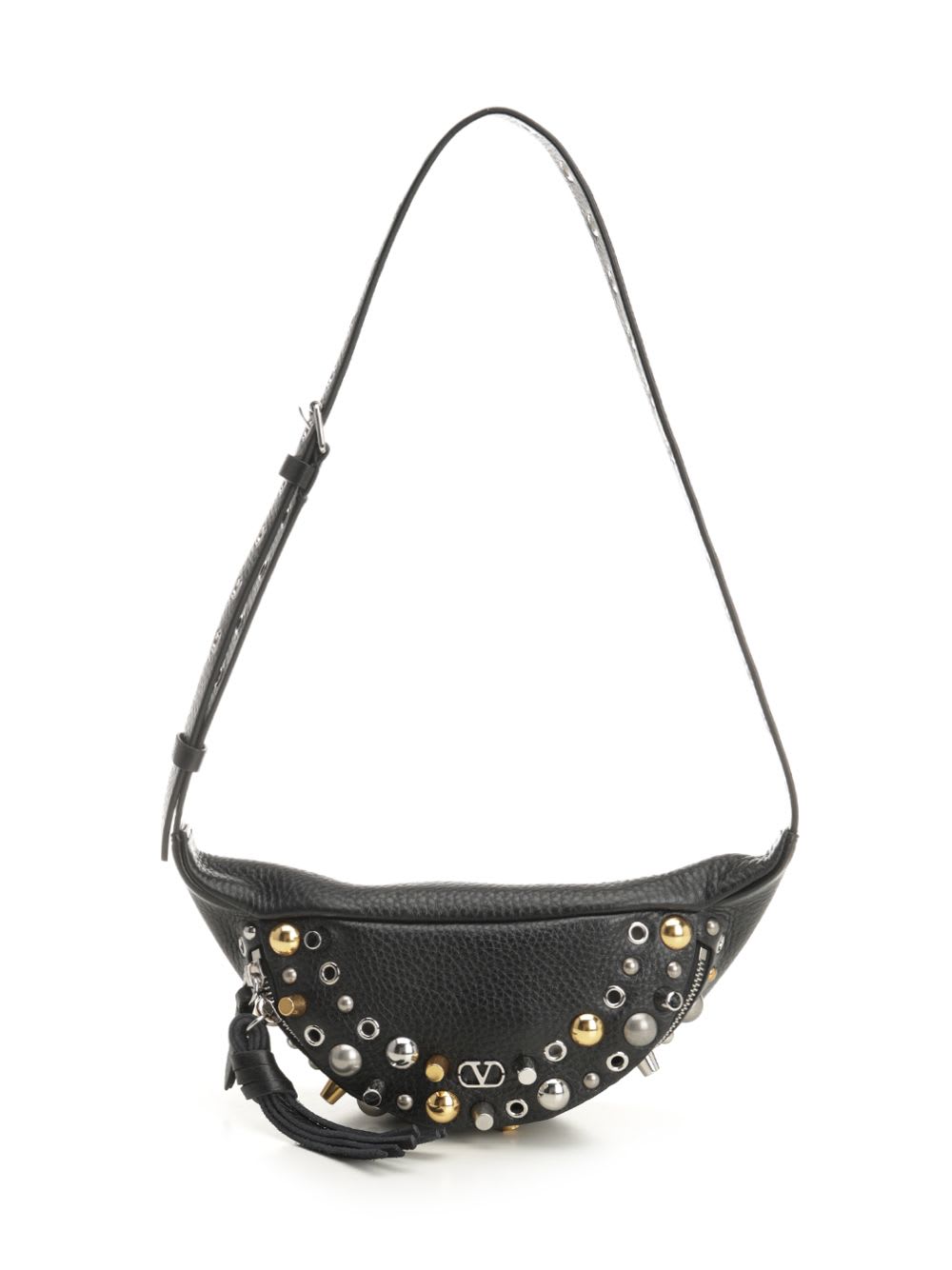 Valentino Stud-embellished Belt Bag In Black