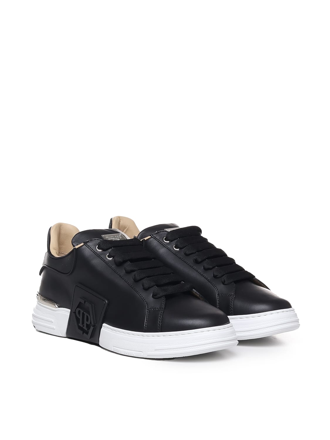 Shop Philipp Plein Phantom Kicks Hexagon Sneakers In Black / White