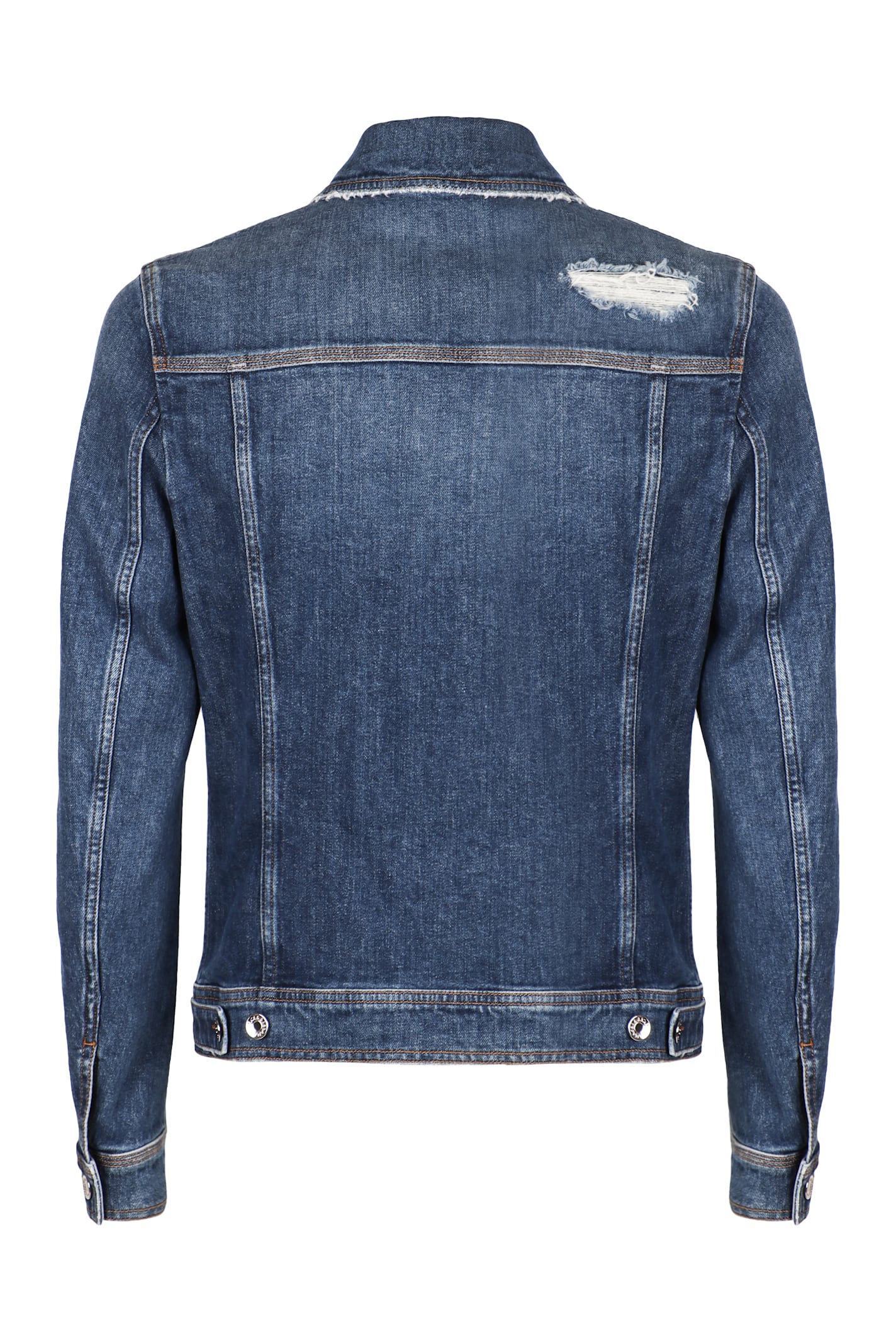 Shop Dolce & Gabbana Destroyed Denim Jacket