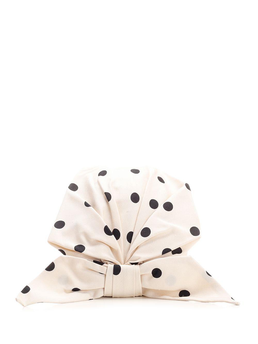 Shop Valentino Polka Dot-printed Gathered Head Scarf In Pannanerooro