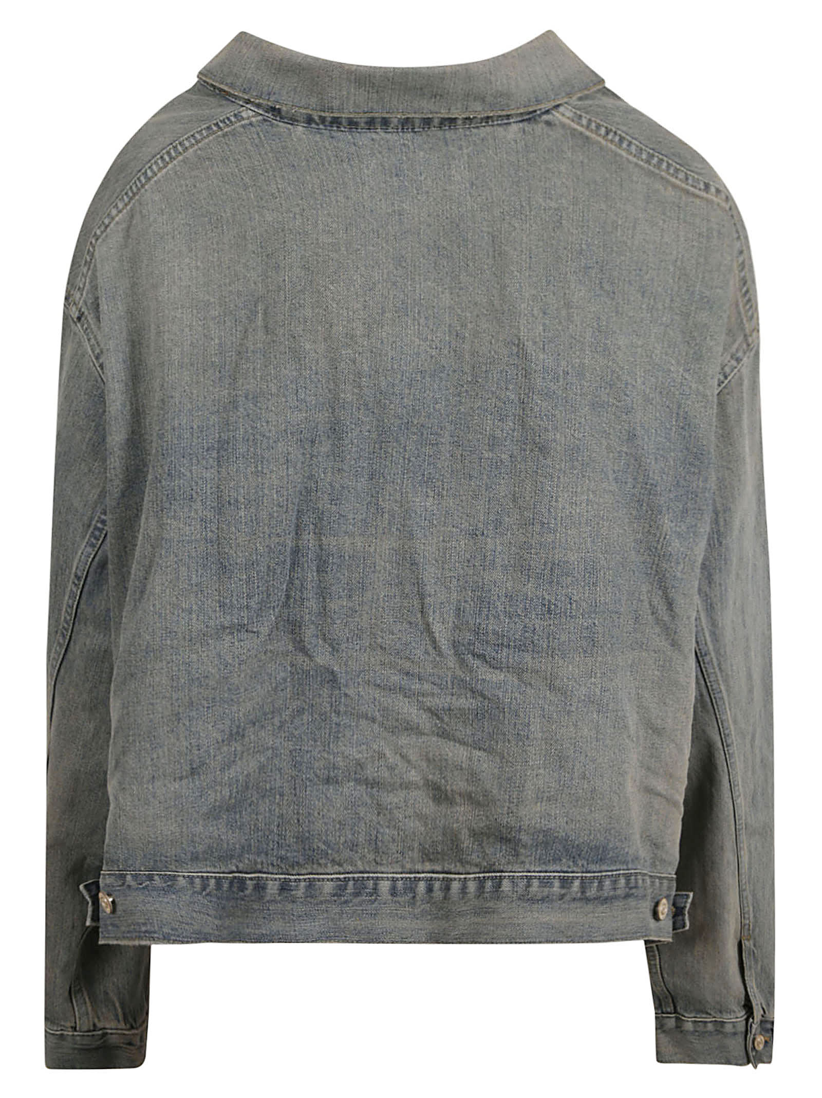 Shop Balenciaga Denim Buttoned Jacket In Outback Blue