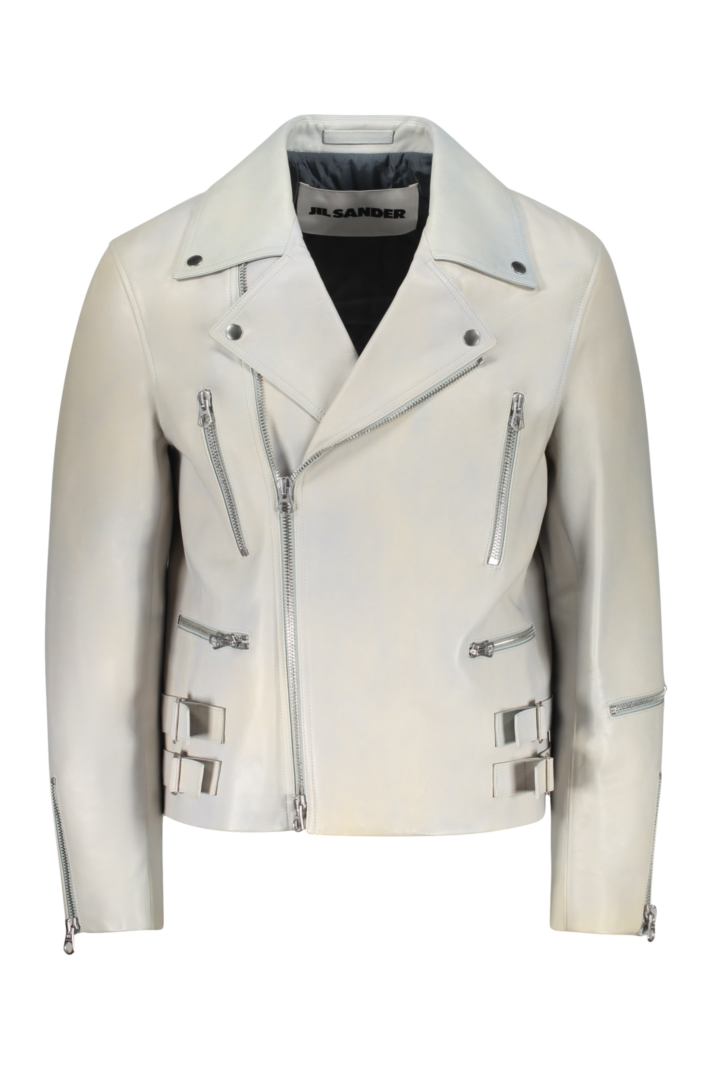 Shop Jil Sander Eldorado Leather Jacket In Turtledove