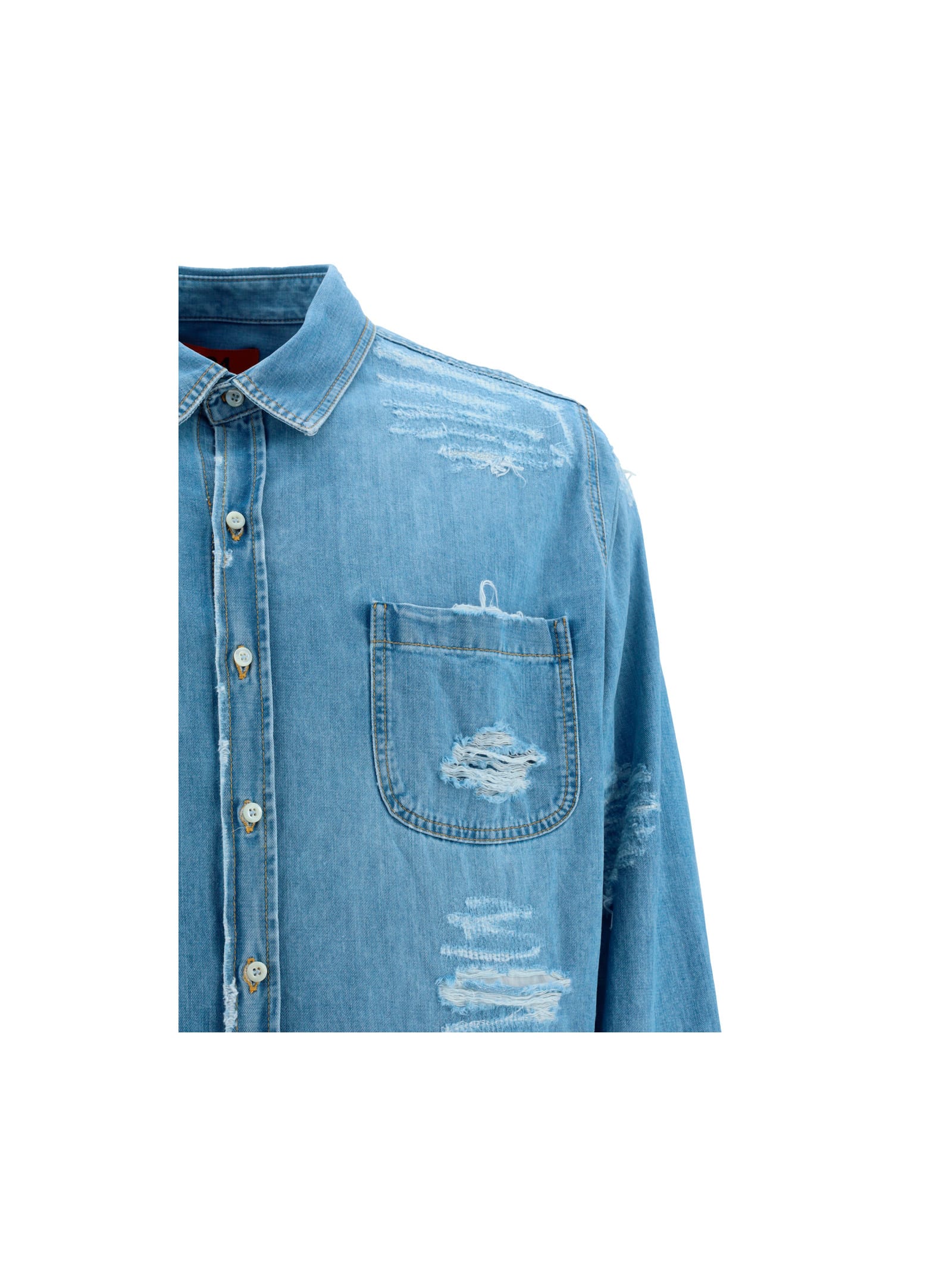 Shop Fourtwofour On Fairfax Denim Shirt In Denim Blue
