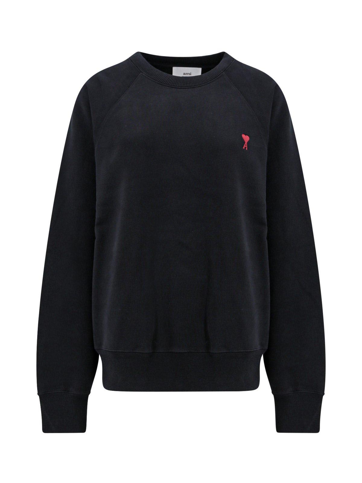 Shop Ami Alexandre Mattiussi Paris De Coeur Crewneck Sweatshirt In Black