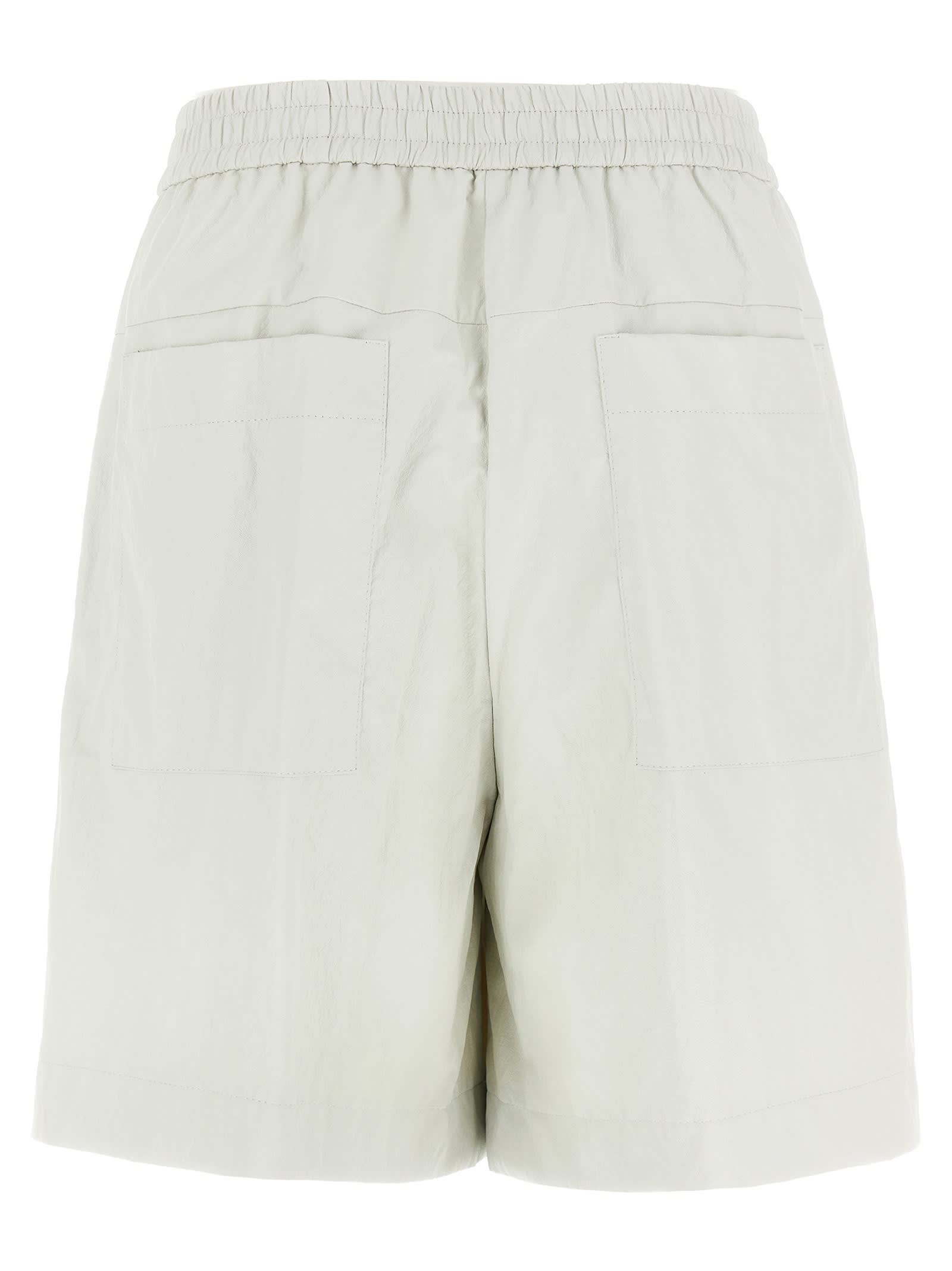 Nude Leather-effect Bermuda Shorts In White