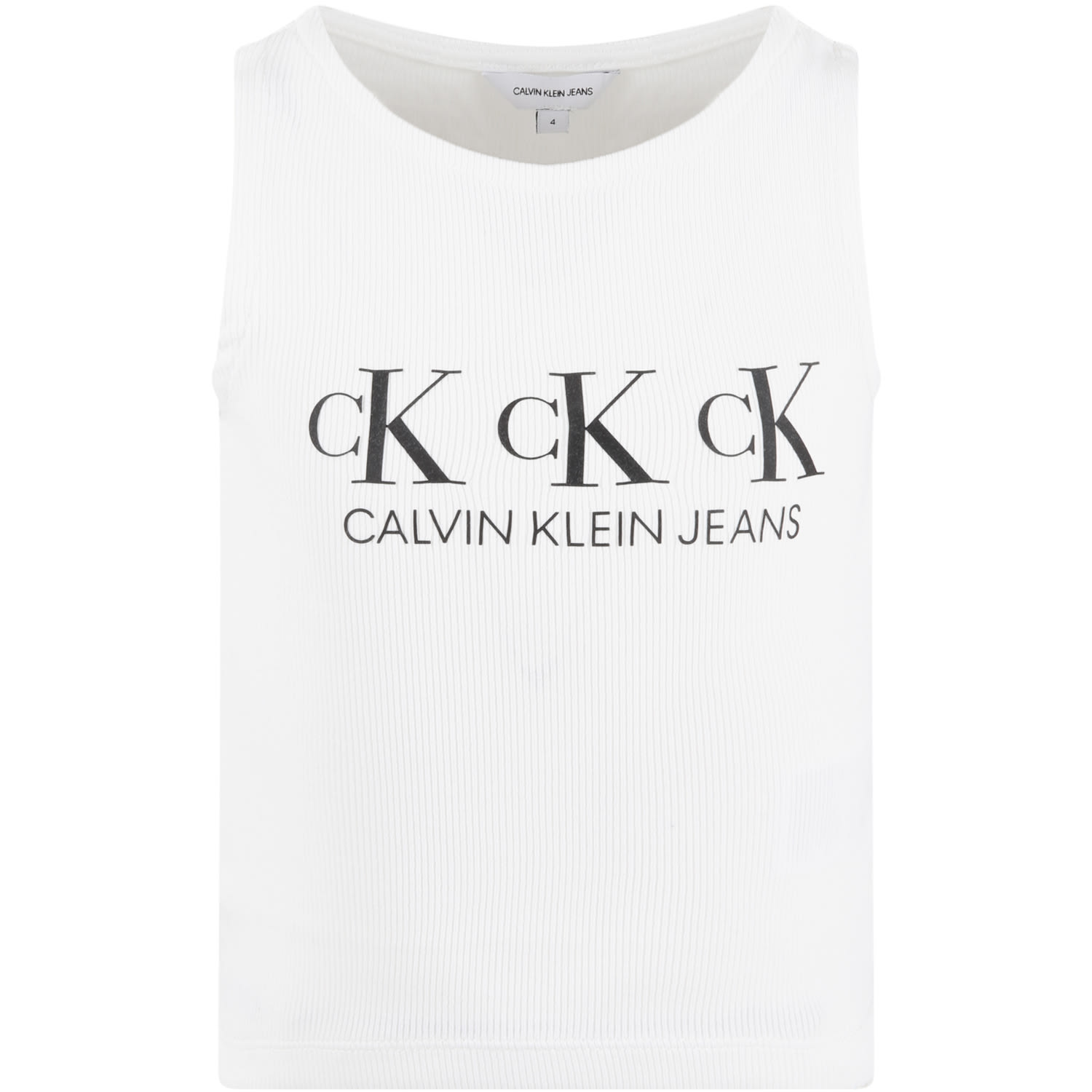 CALVIN KLEIN WHITE TANK TOP FOR GIRL WITH LOGOS,IG0IG00893 YAF