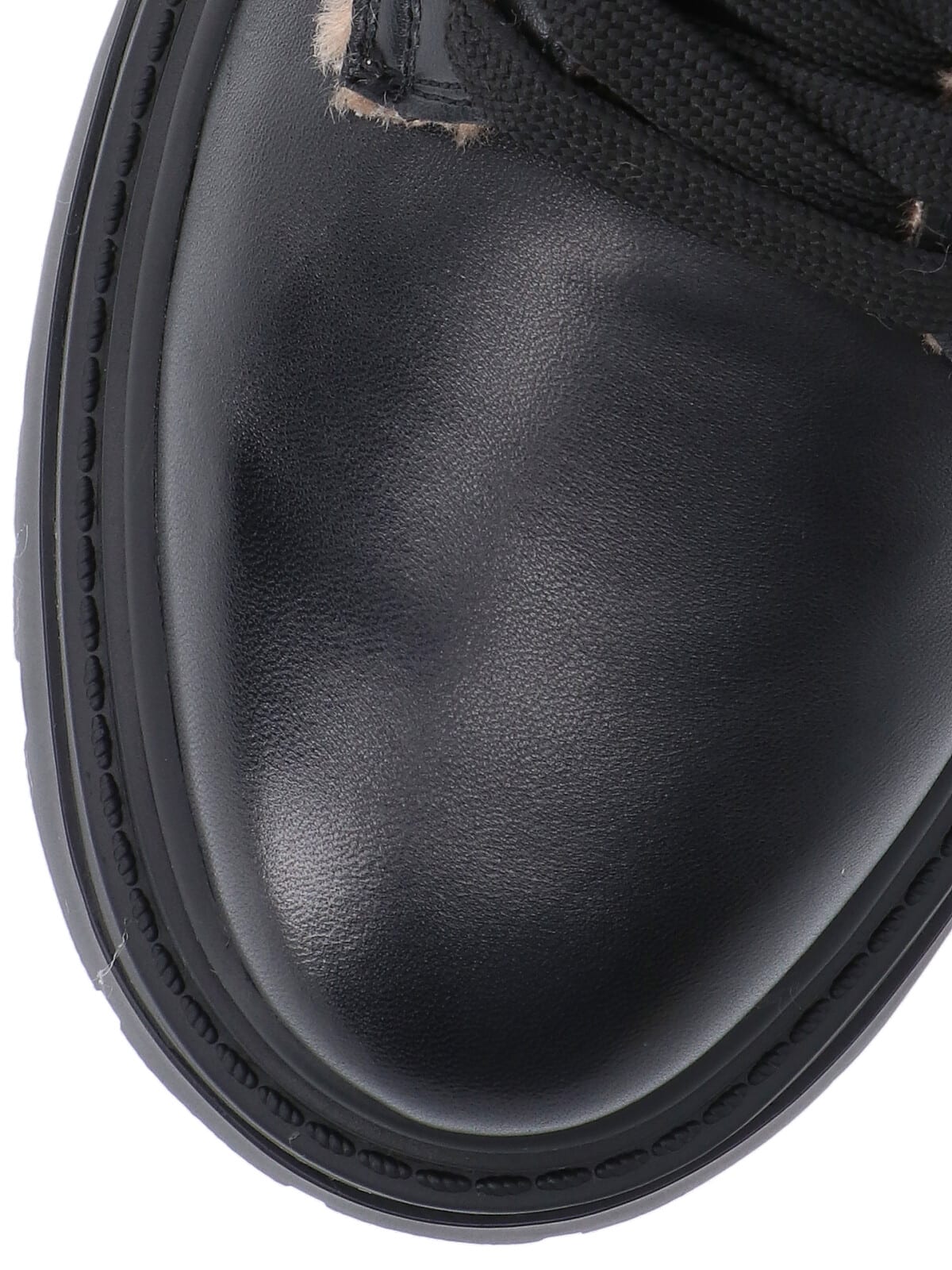 Pinko Black Leather Ankle Boots With Beige Shearling Details In Black