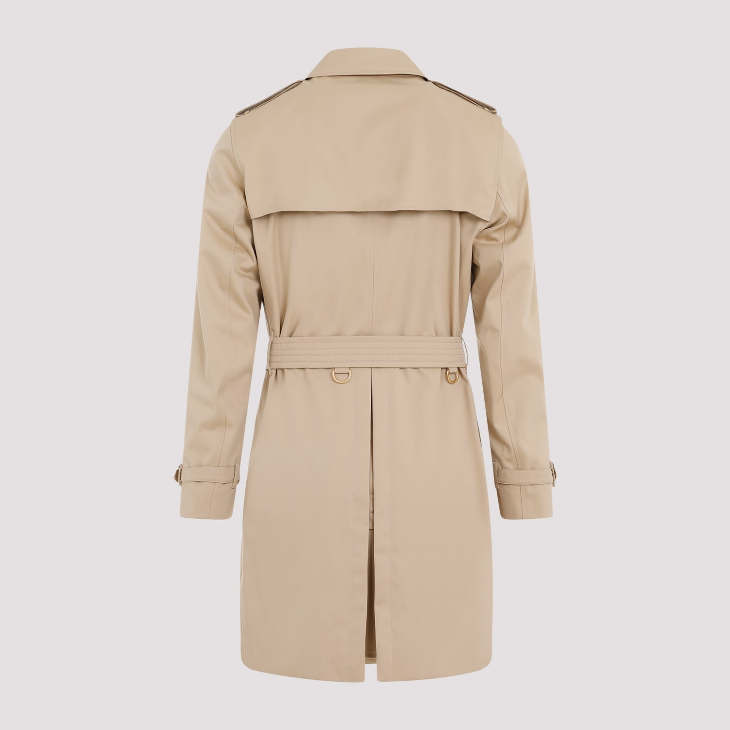 Shop Burberry Cotton Trench In Honey