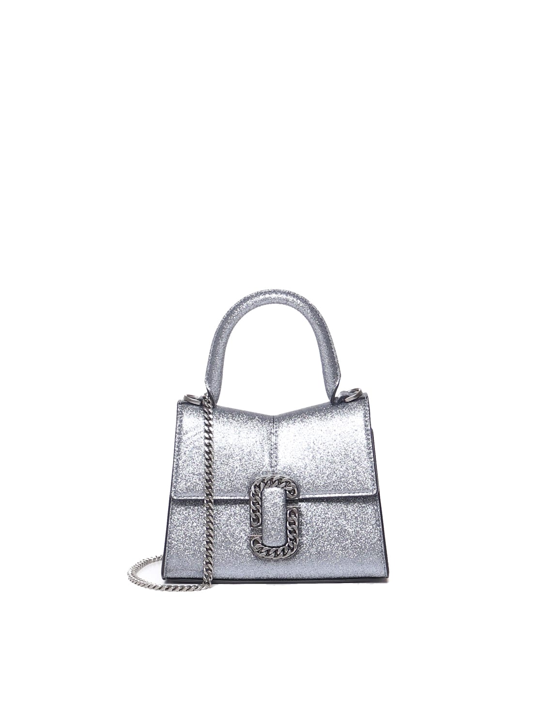 Marc Jacobs The Galatic Glitter St.marco Mini Top Handle In Silver