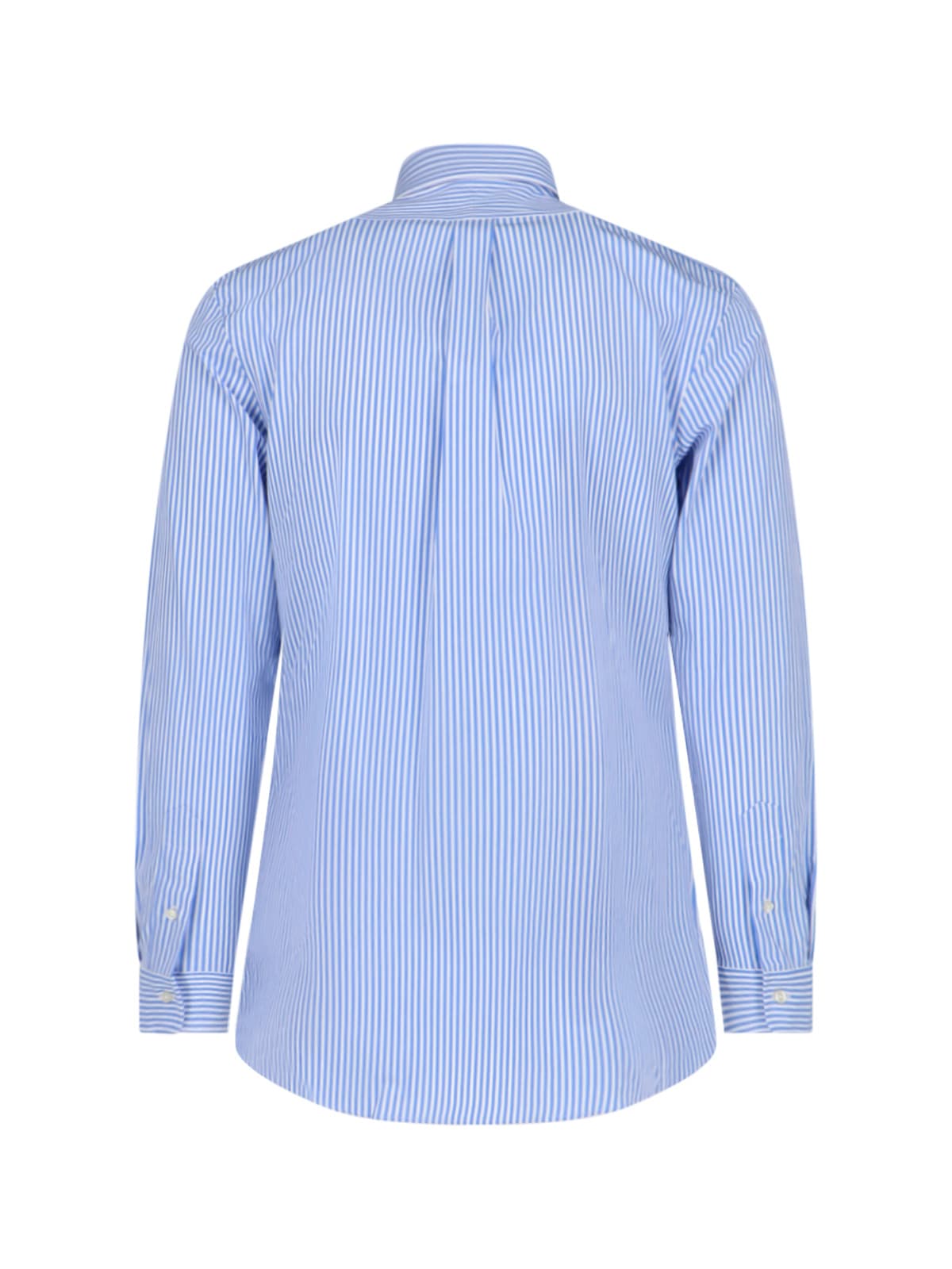 Shop Polo Ralph Lauren Logo Striped Shirt In Light Blue