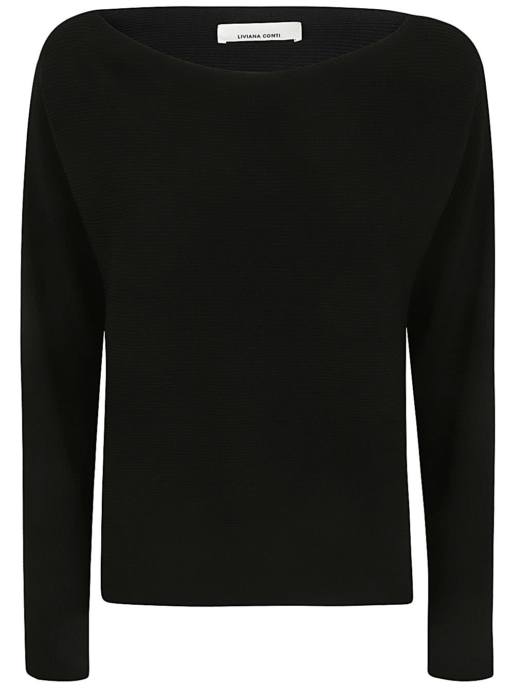 Shop Liviana Conti Long Sleeves Asymmetric Sweater In Black