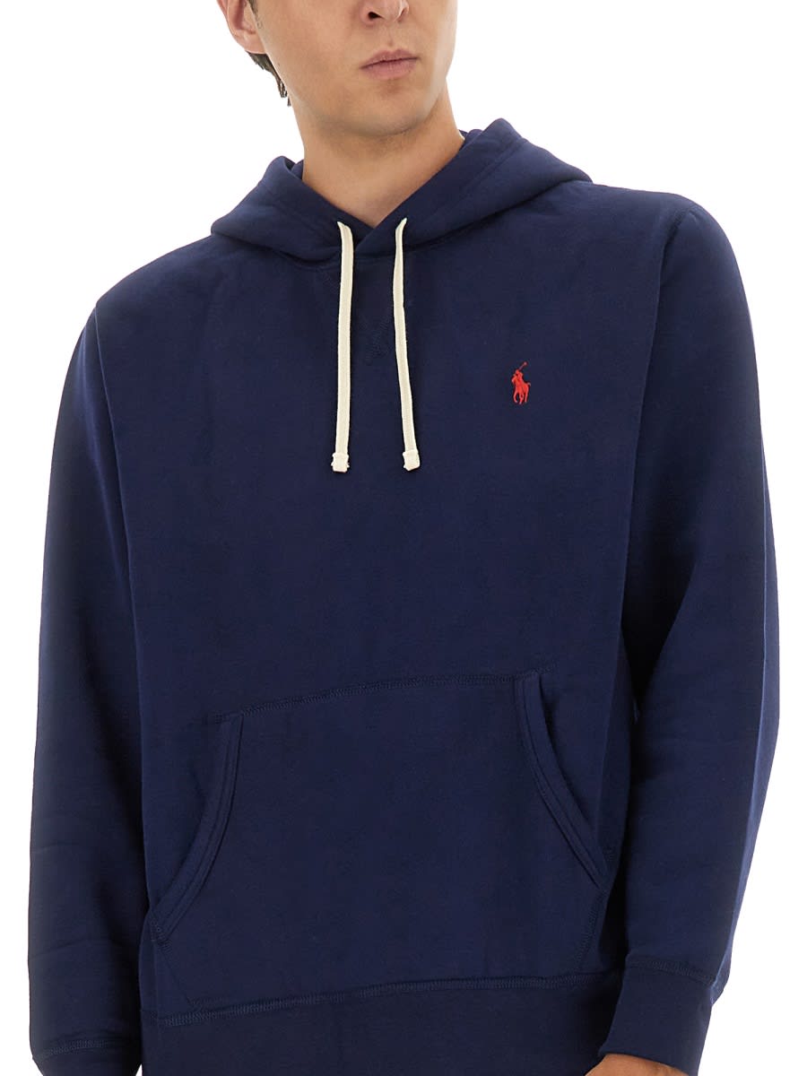 Polo Ralph Lauren Logo Hoodie In Blue