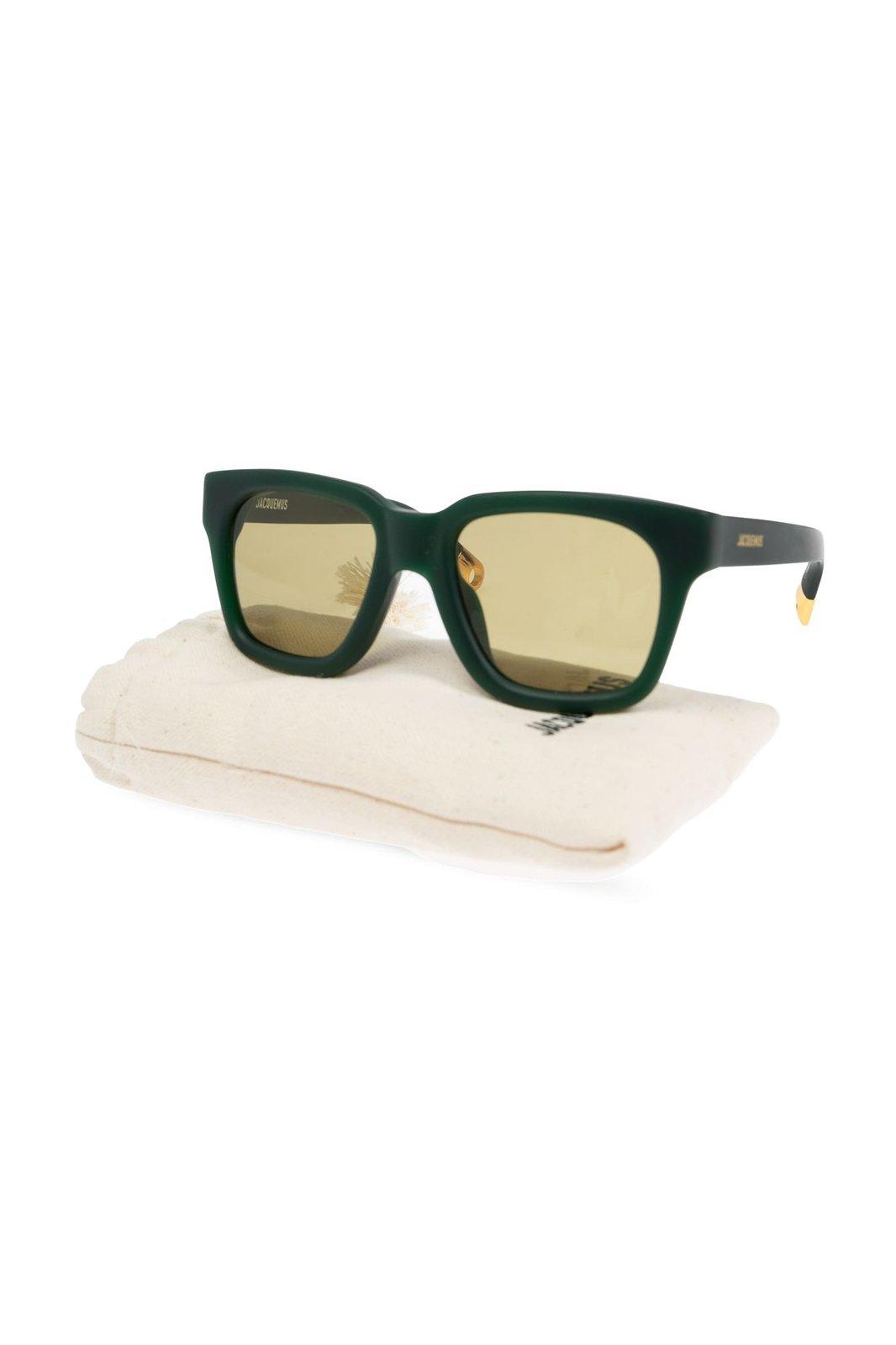 Shop Jacquemus Square Frame Sunglasses Sunglasses In Matte Green