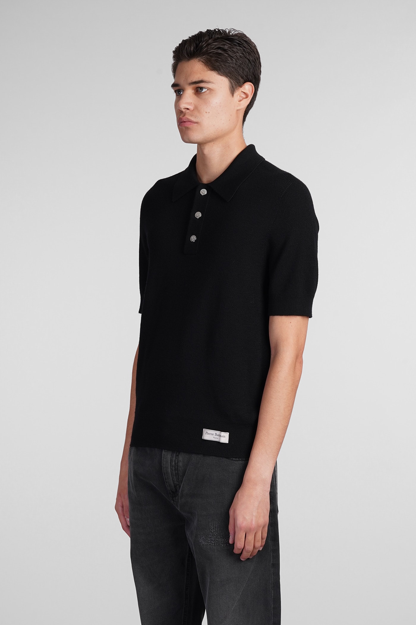 Shop Balmain Polo In Black Wool