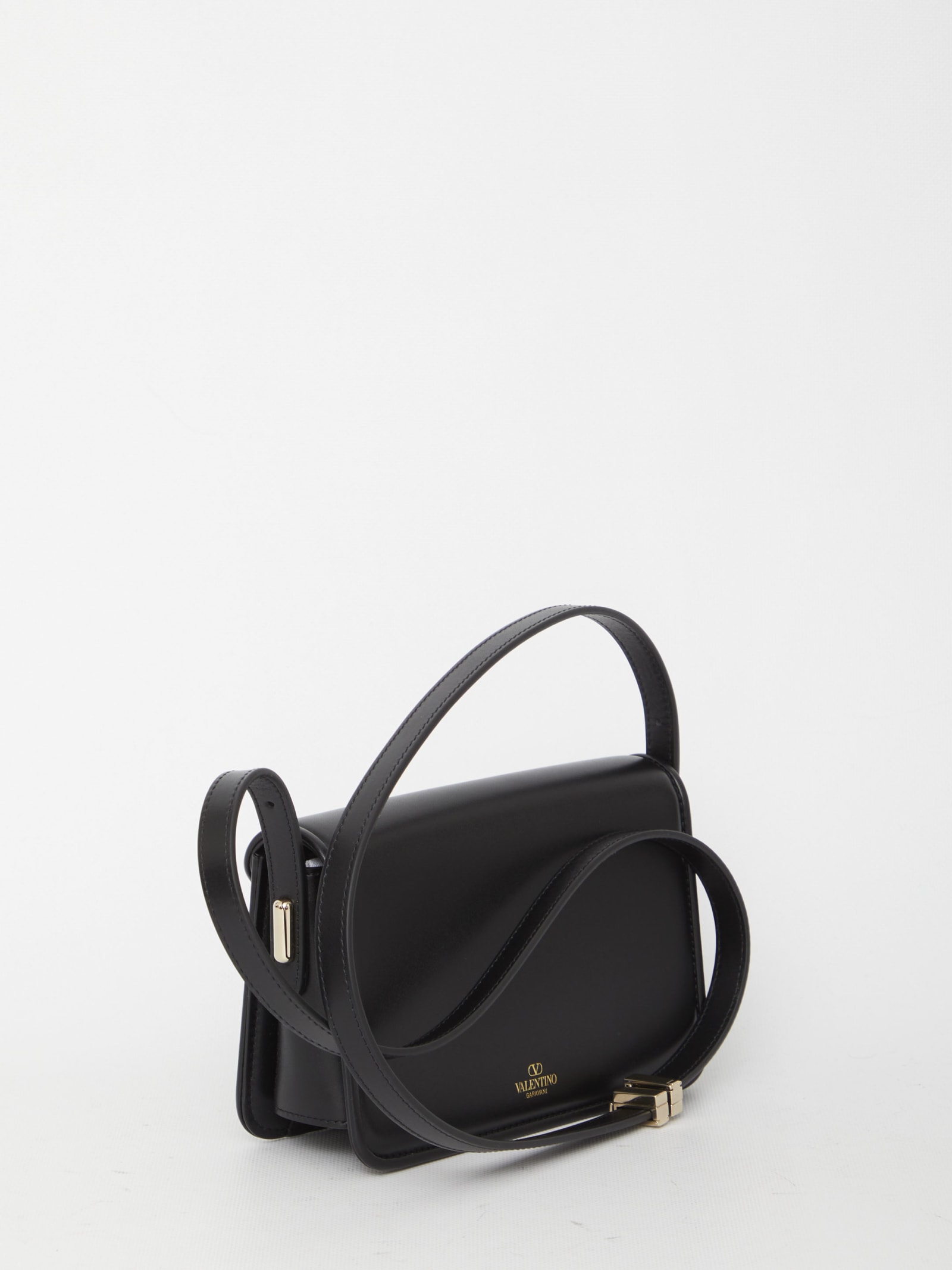 Shop Valentino Small Letter Bag In Black