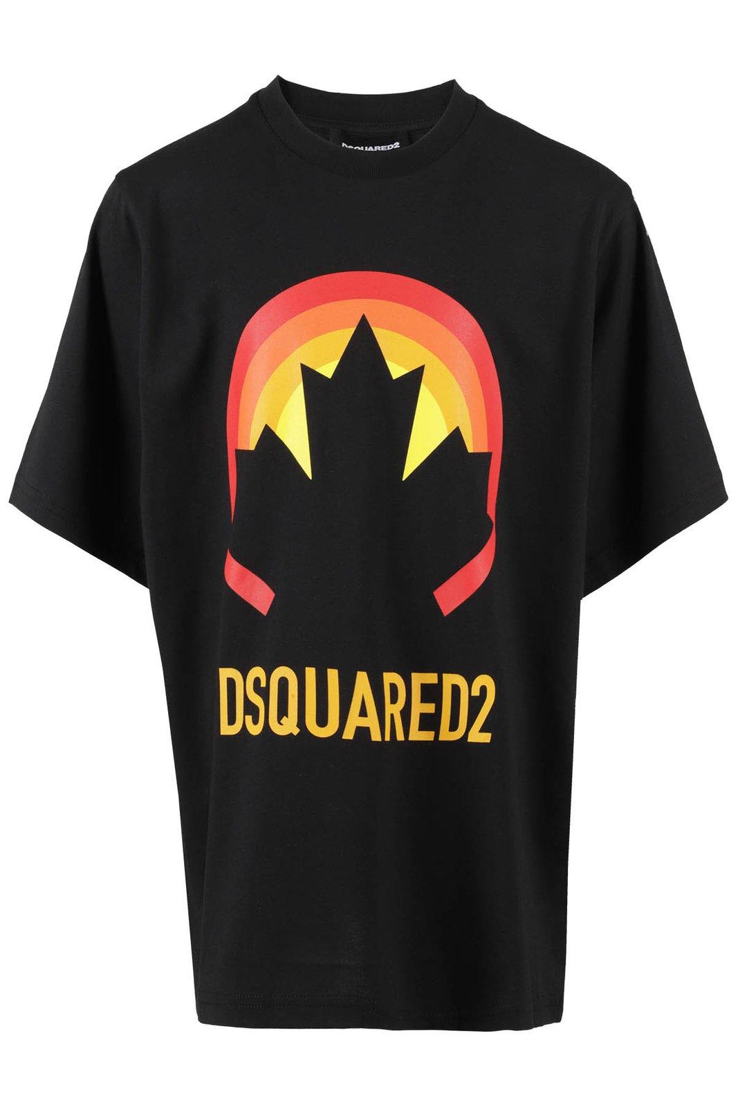 Shop Dsquared2 Logo-printed Crewneck T-shirt In Nero
