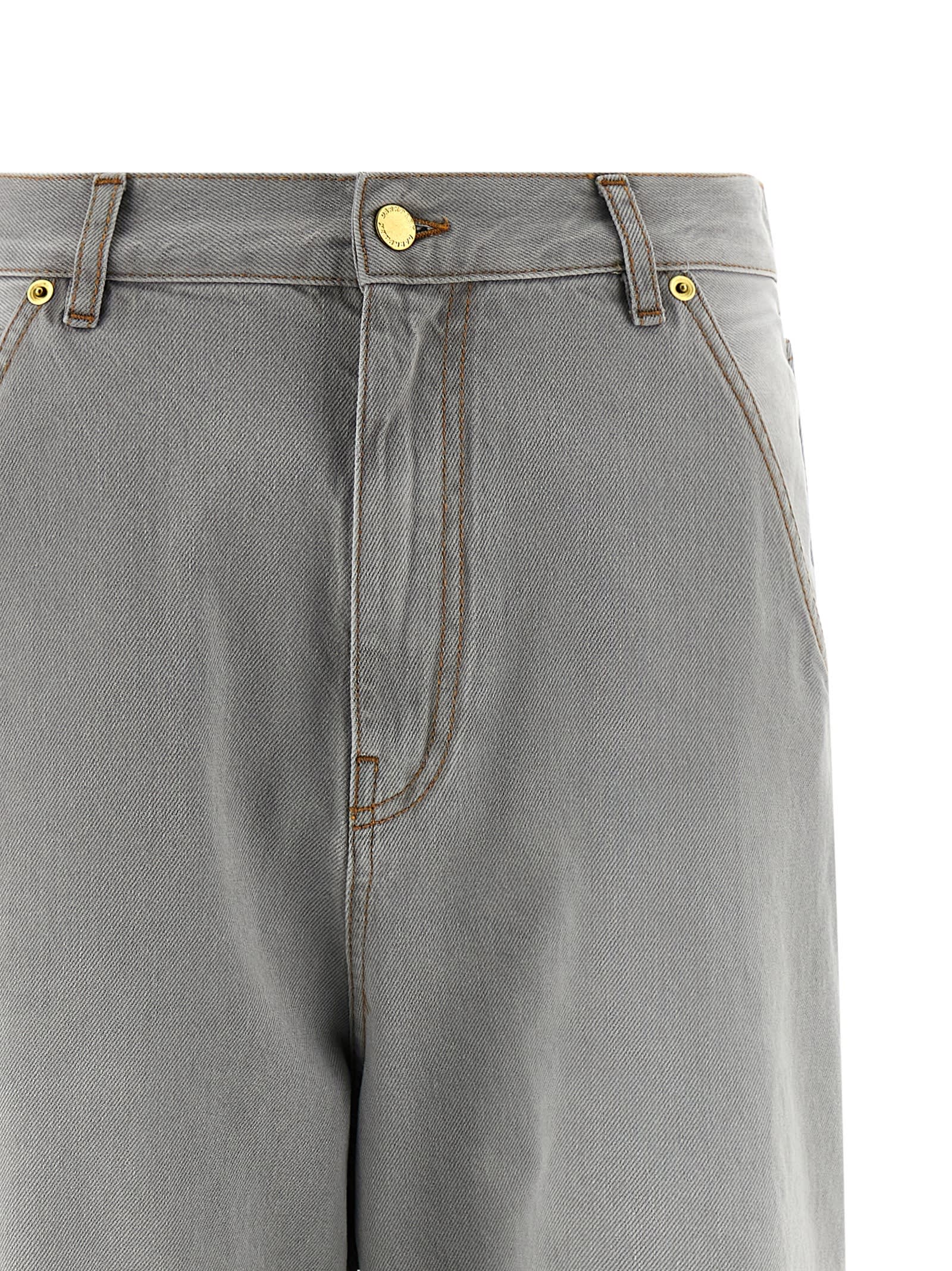 Darkpark Frayed Hem Contrast Detail Trousers In Gray