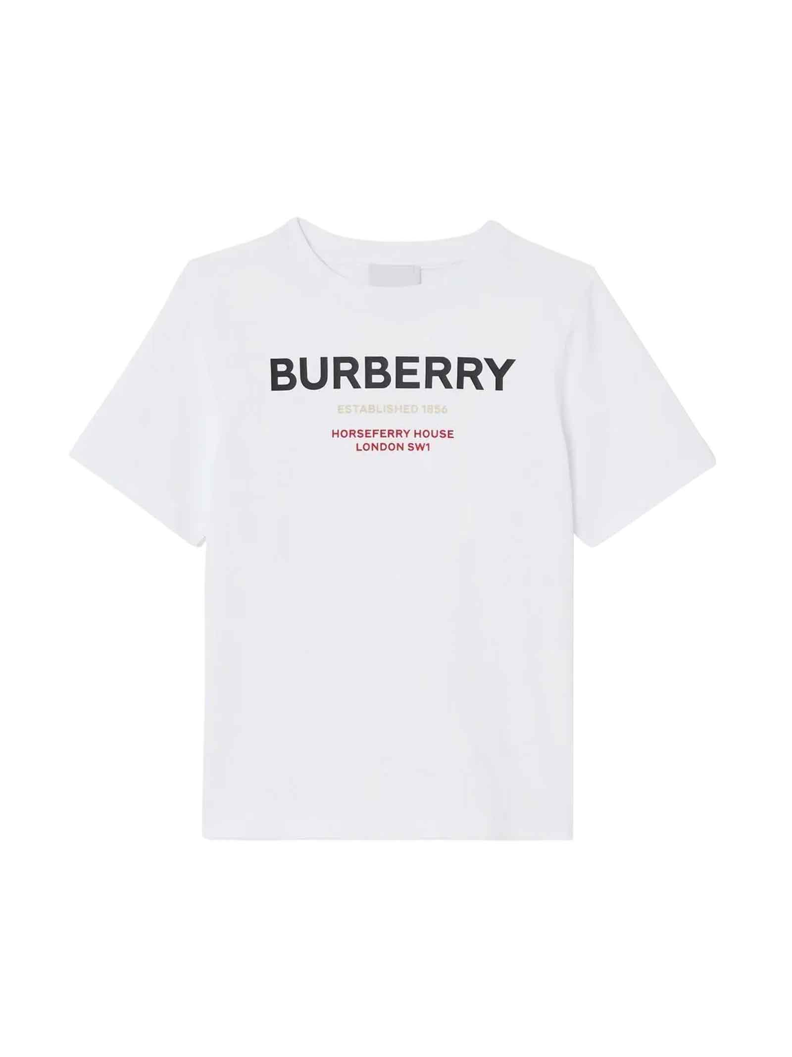 Shop Burberry White T-shirt Girl In Bianco