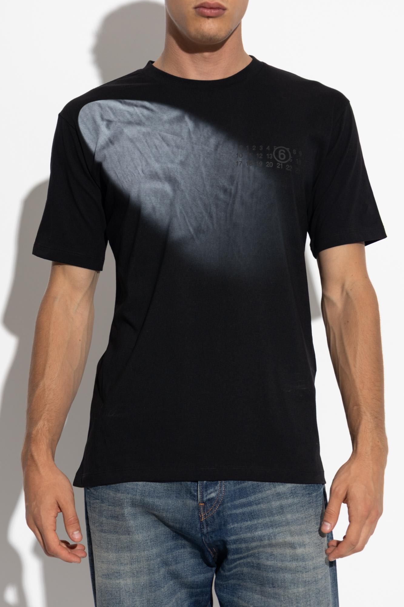 Mm6 Maison Margiela Mm6 By Maison Margiela Gradient Effect Black T-shirt With Subtle Graphic Print In Black