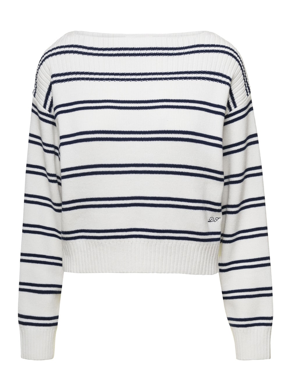 Shop Dunst White Marine Striped Sweater In Cotton Woman
