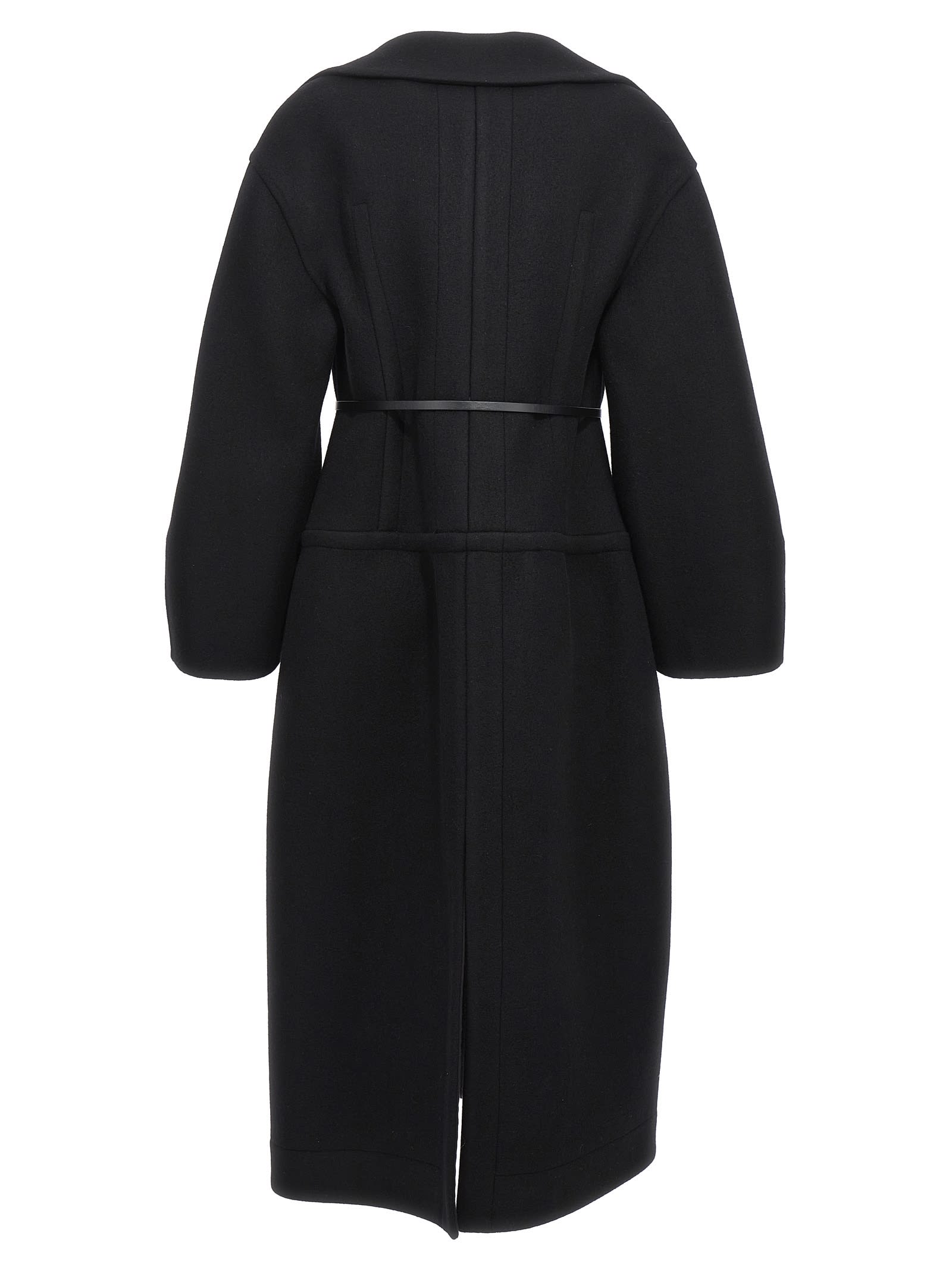 Shop Jil Sander Long Wool Coat In Black