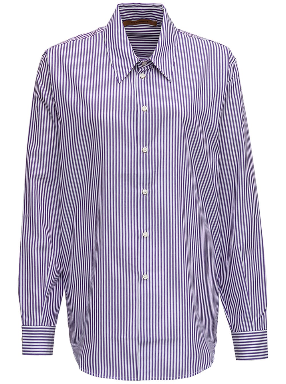 Andamane Oversize White And Purple Striped Shirt