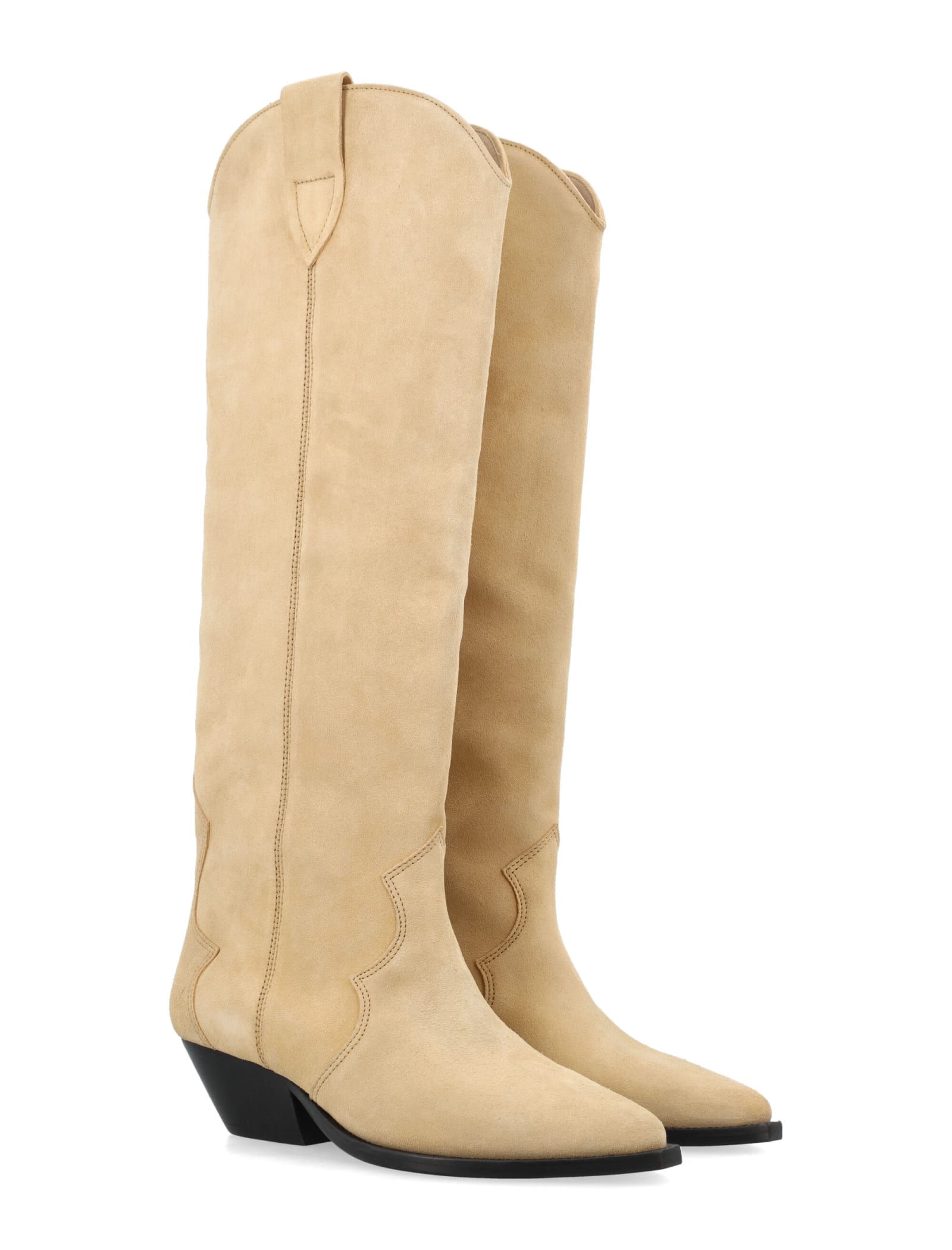 Shop Isabel Marant Denvee Suede Boots In Beige