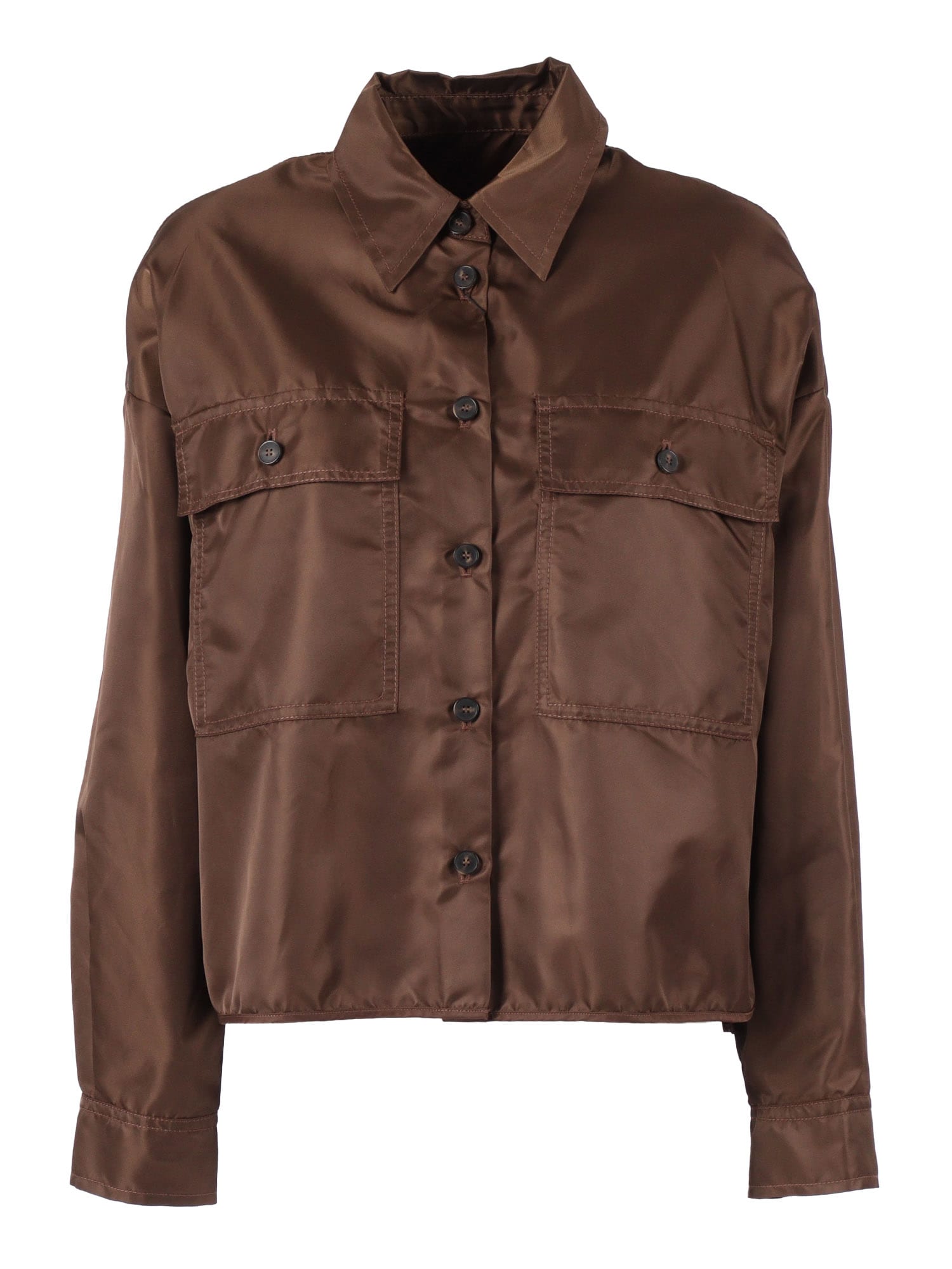 Weekend Max Mara Max Mara Weekend Short Waterproof Twill Jacket In Brown