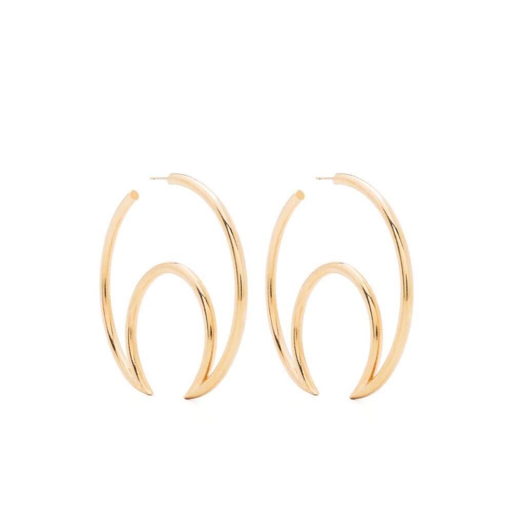 Shop Marine Serre Large Moon-shaped Hoop Earrings In Gold