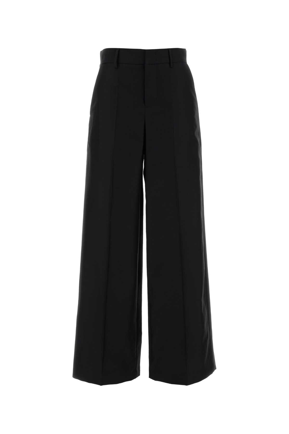 Alberta Ferretti Wide-leg Pant With Front Pleats And Pockets In Black