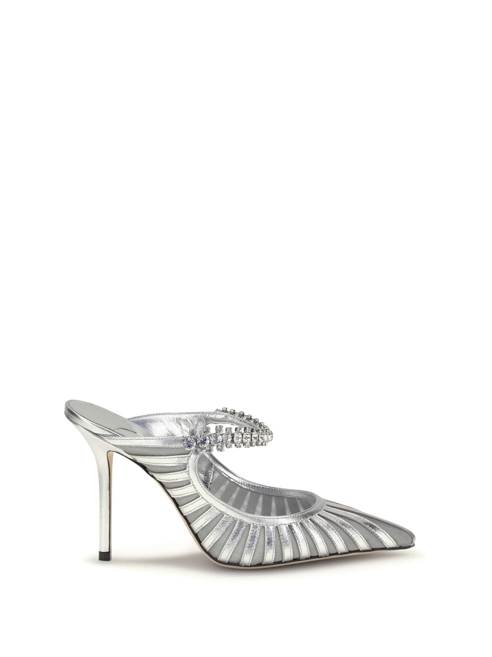 Jimmy Choo 100mm Bing Crystal-embellished Mules In Silver