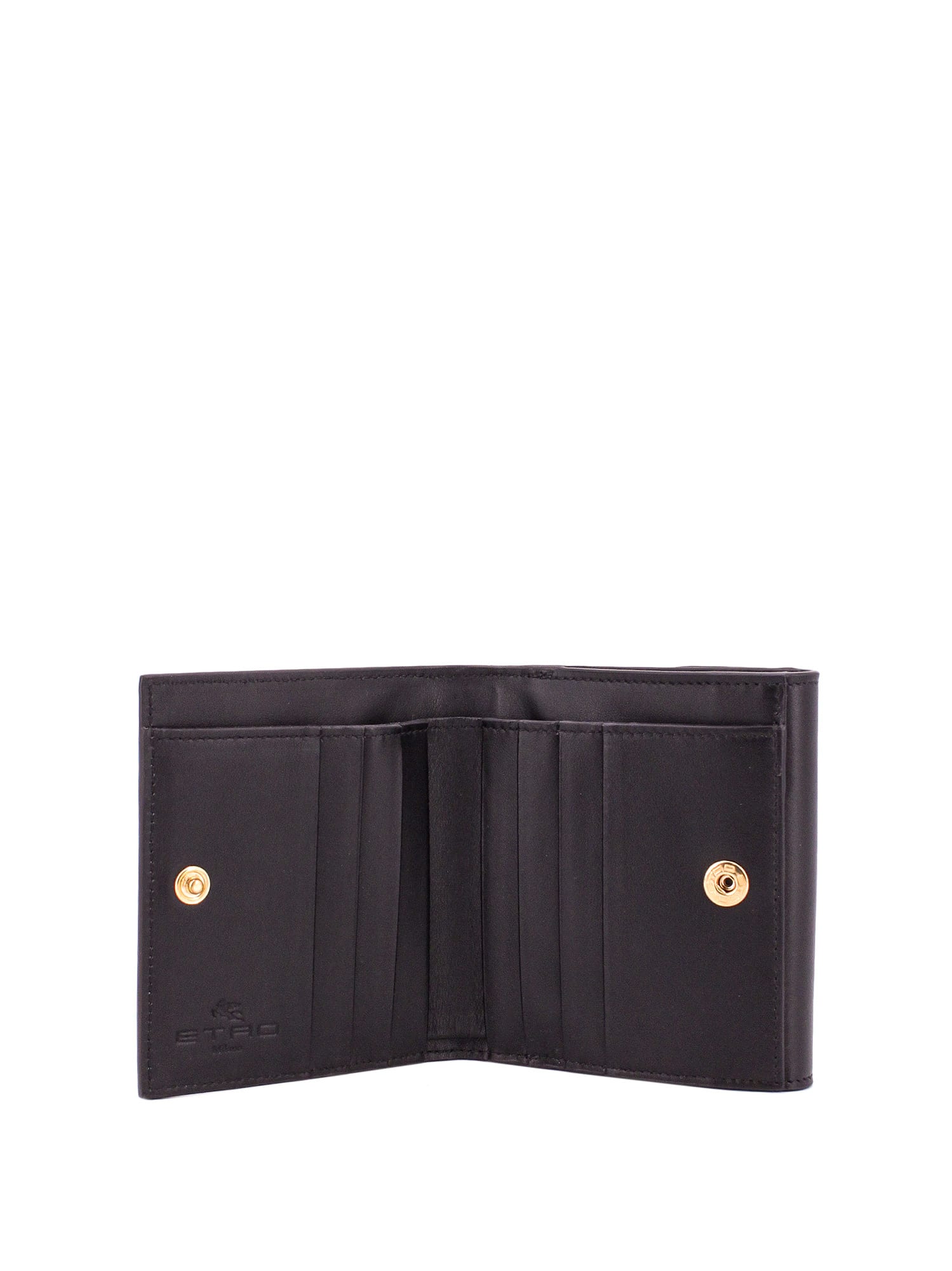 Etro Jacquard Paisley Wallet Leather Flap In Black