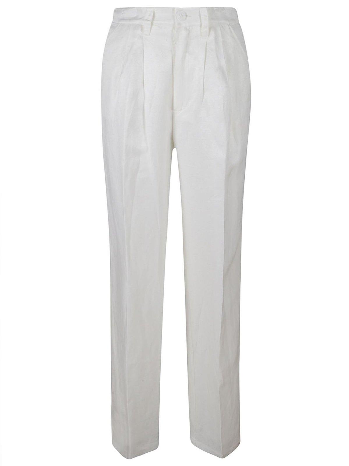 Shop Anine Bing Carrie Pleated Pants In Bianco