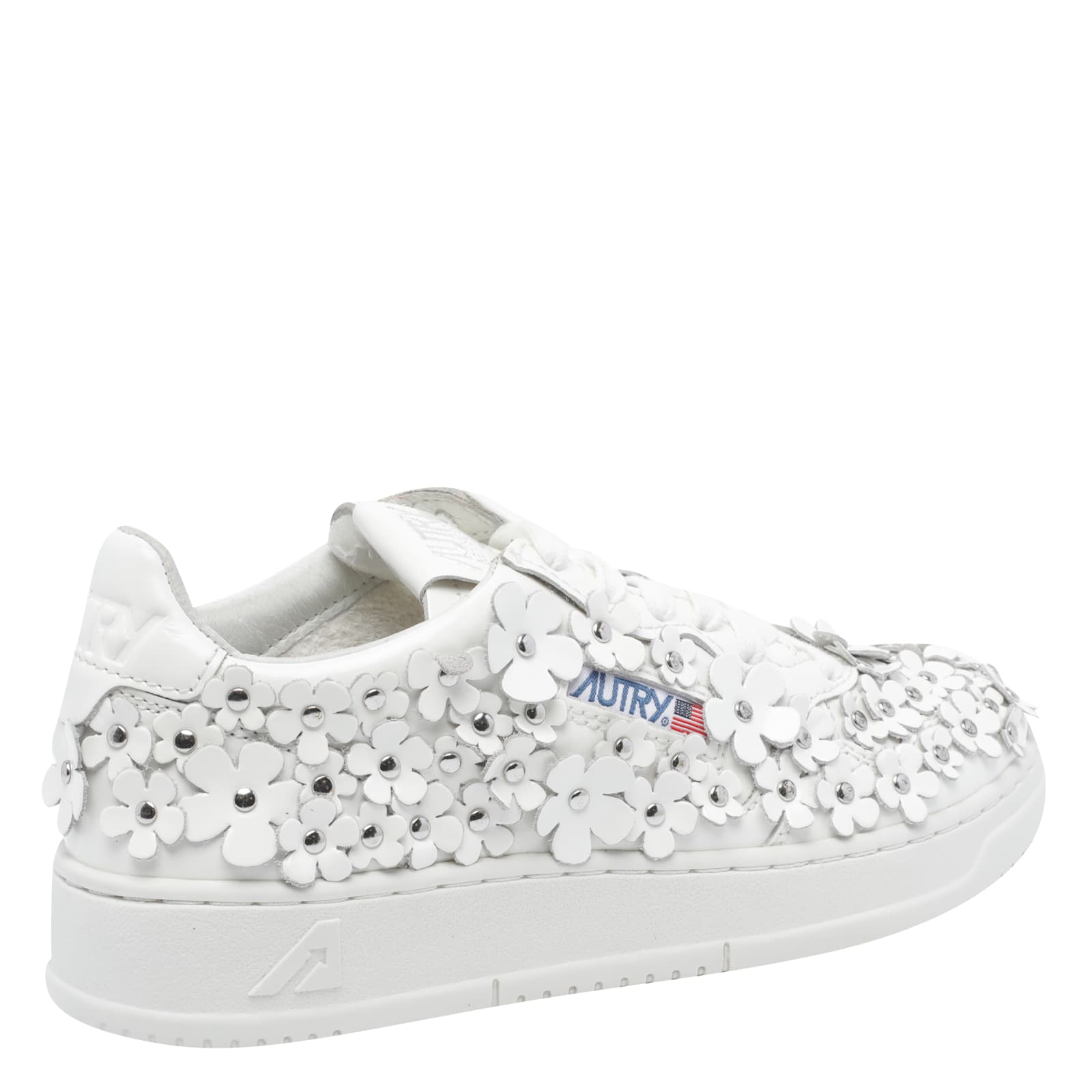 Autry Medalist Floral-embellished Sneakers In White