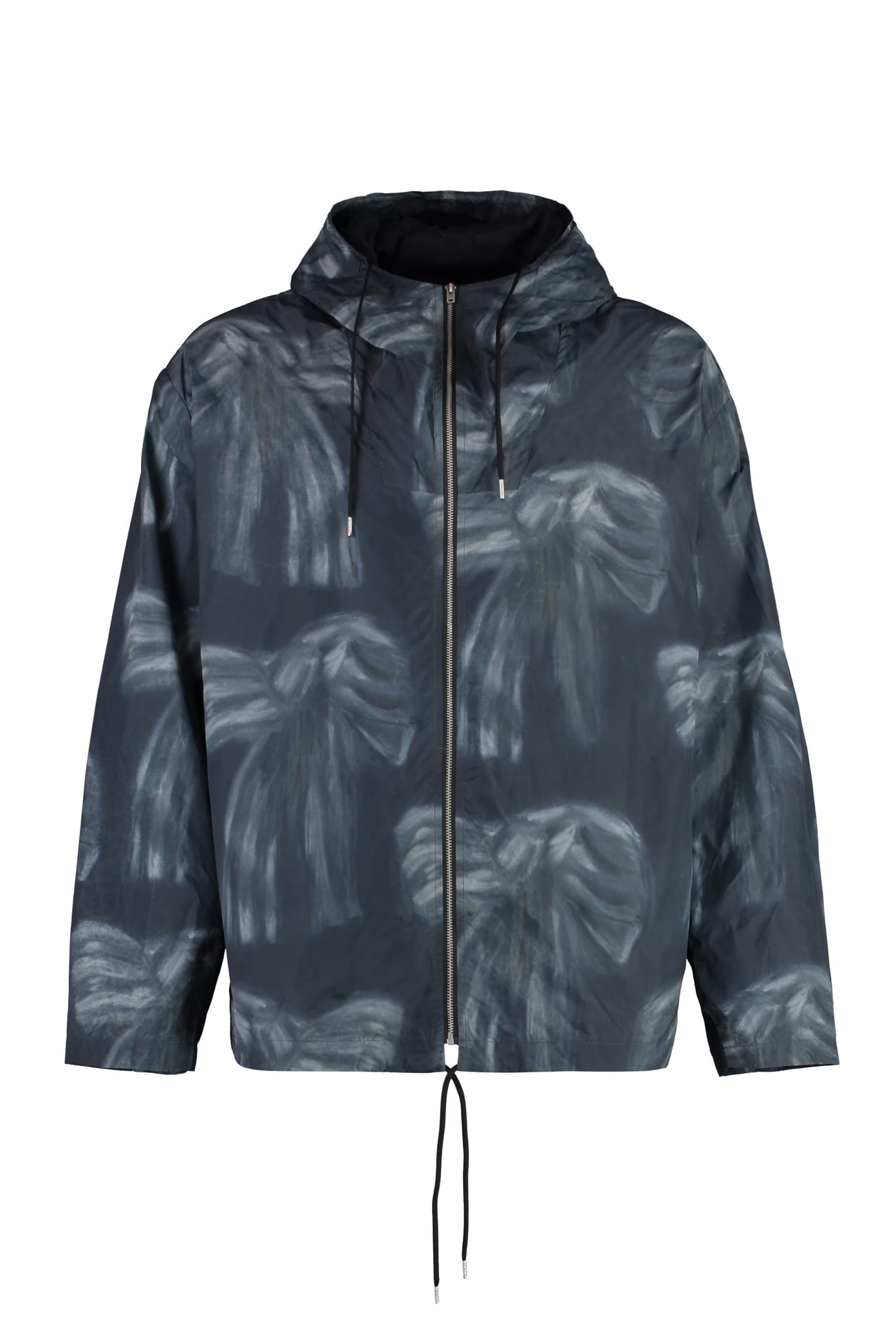 Shop Acne Studios Hooded Techno Fabric Raincoat In Multicolor
