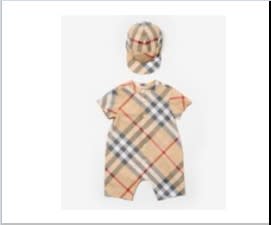 Burberry Beige Set For Baby Boy With Vintage Check In Beige